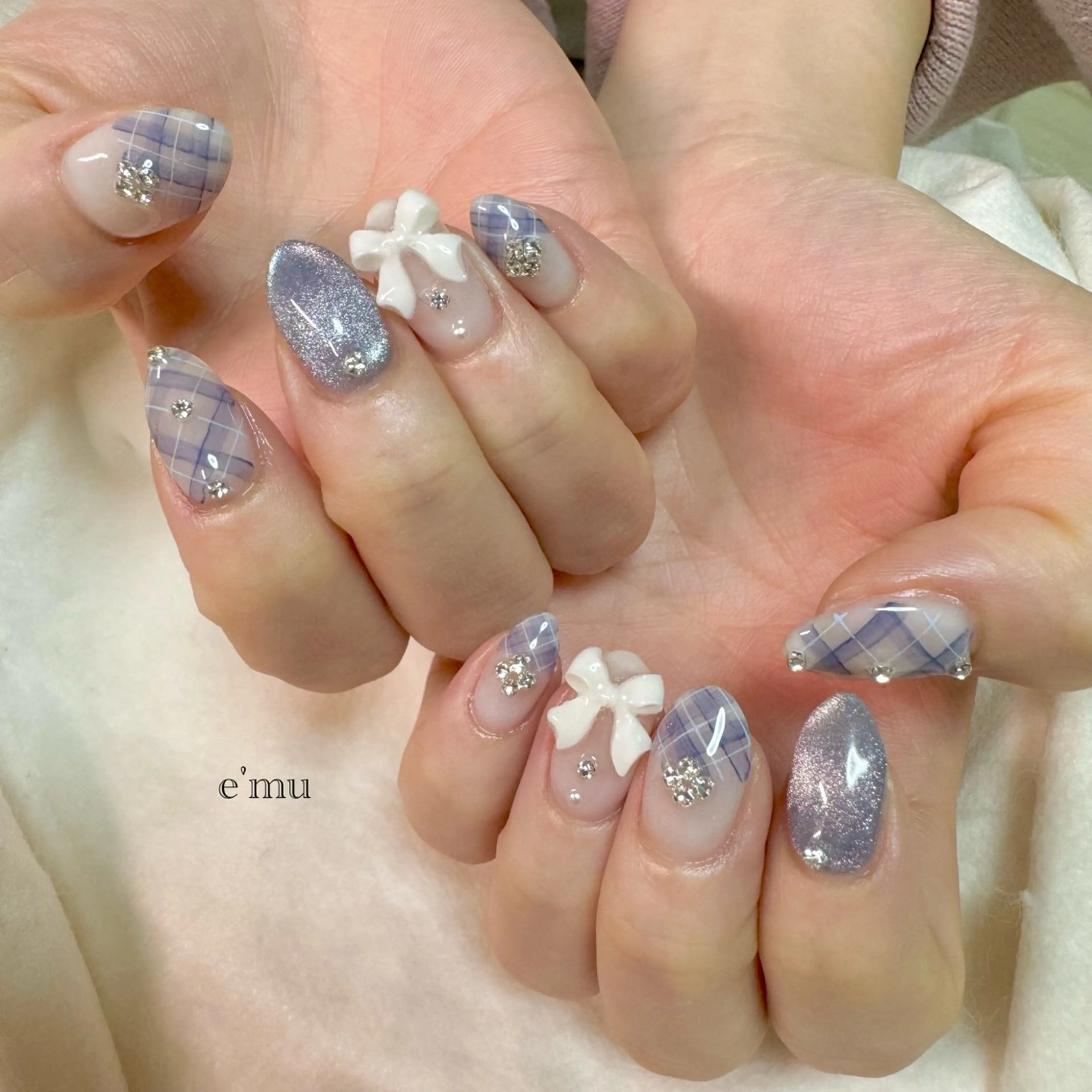 ネイル ブルー ハンドネイル nail salon e'mu💐のネイルデザイン
