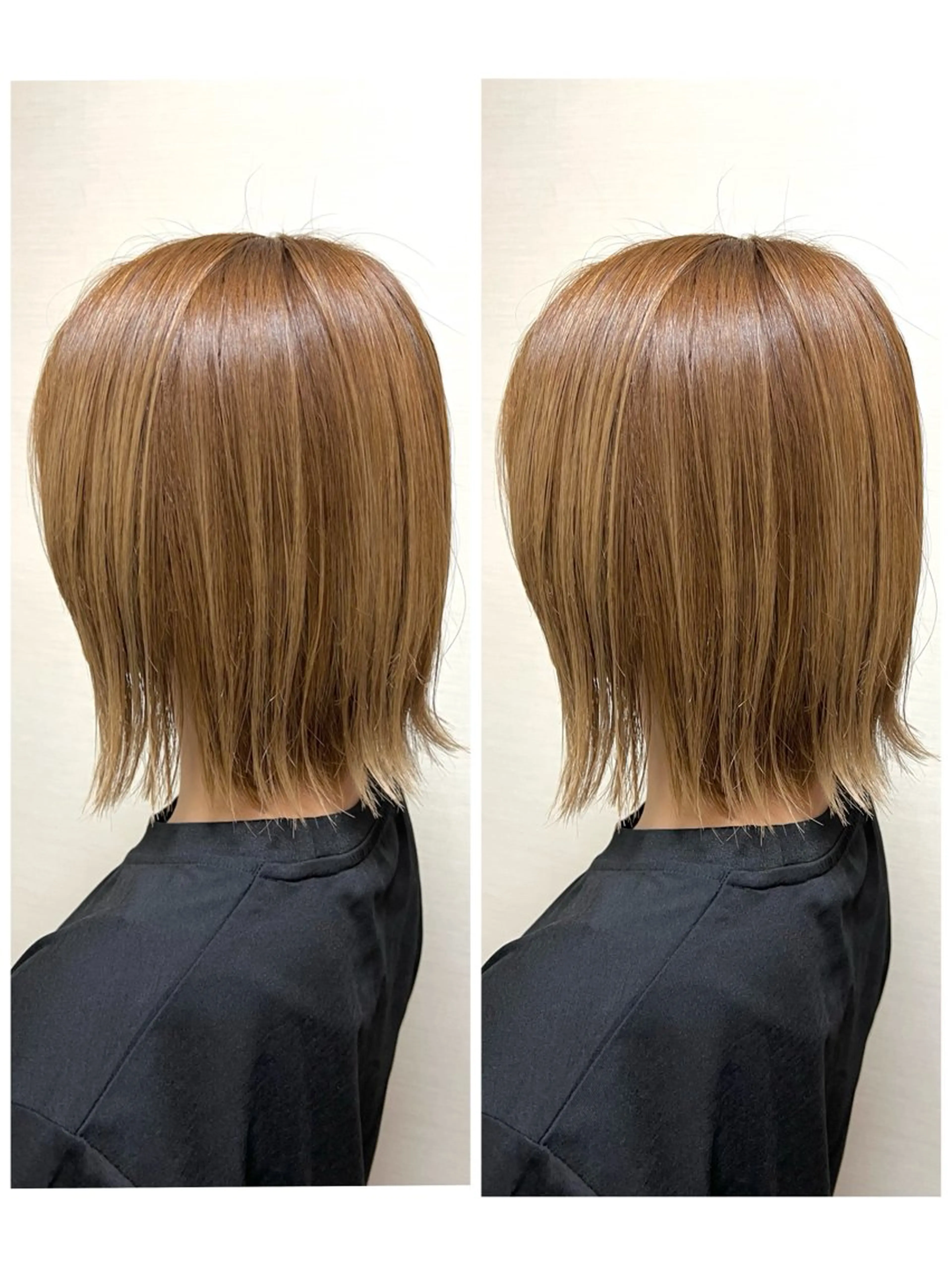 ミディアム カラー 切りっぱなしボブ ベージュカラー ブリーチ ブリーチなしカラー ボブ ショート/ボブ 特化✂️福岡のヘアスタイル