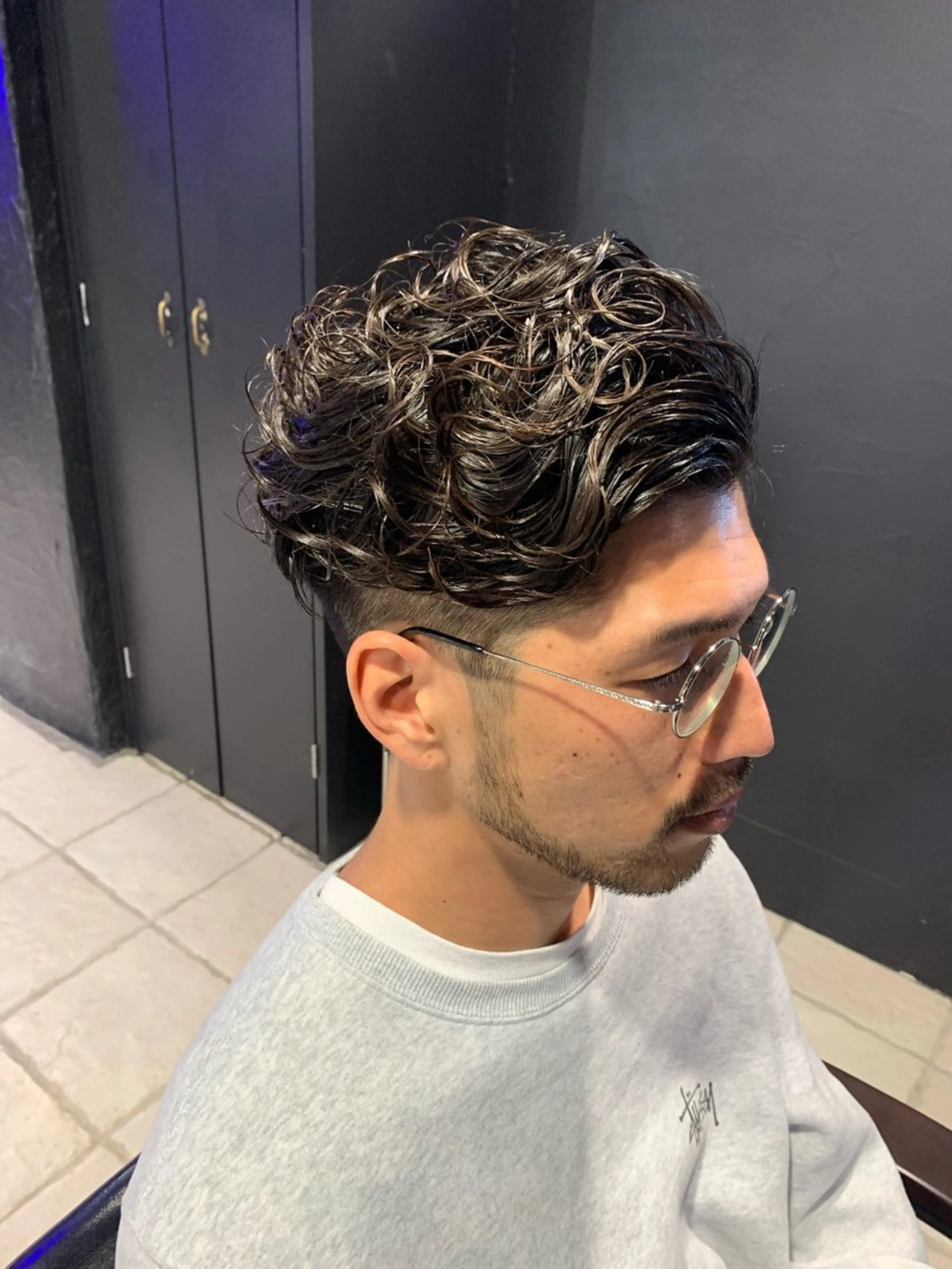 ミディアム ミディアムパーマ カット パーマ ヘアセット メンズパーマ/難波/ 心斎橋　室園亮佑のヘアスタイル