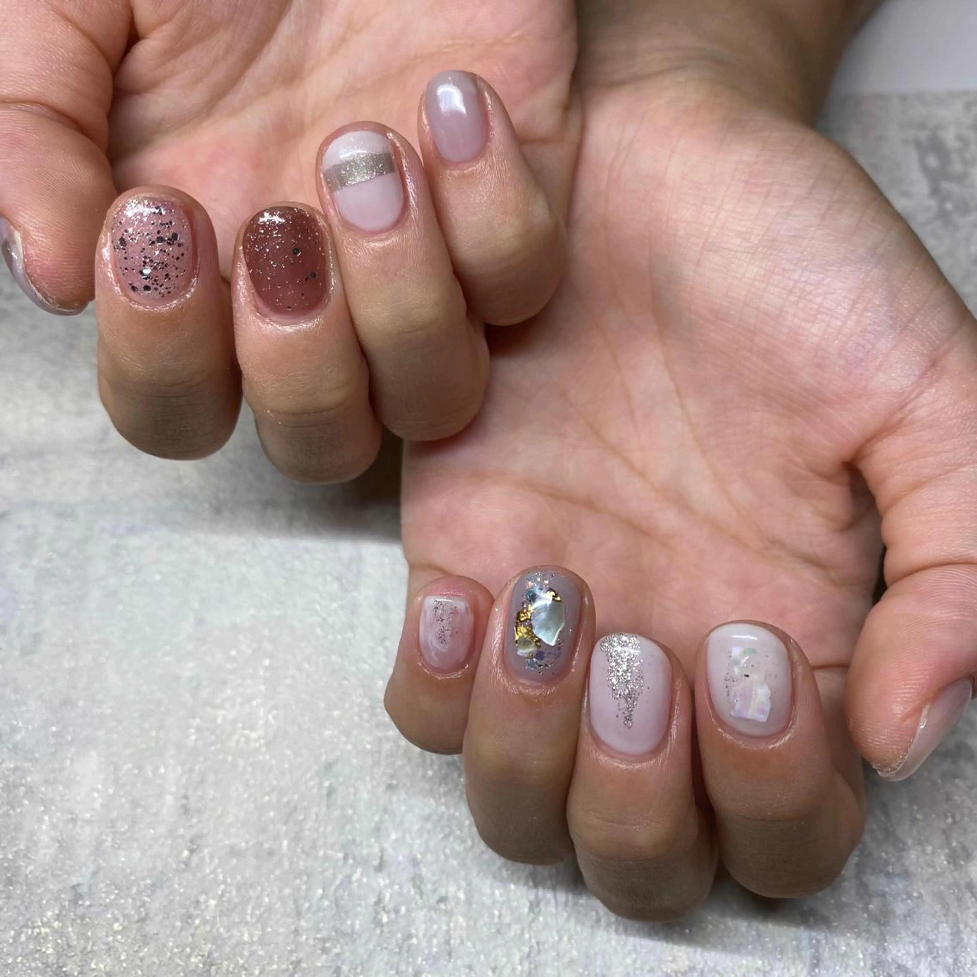 ネイル ミラーネイル ニュアンスネイル ハンドネイル NORA nail UMEDAのネイルデザイン