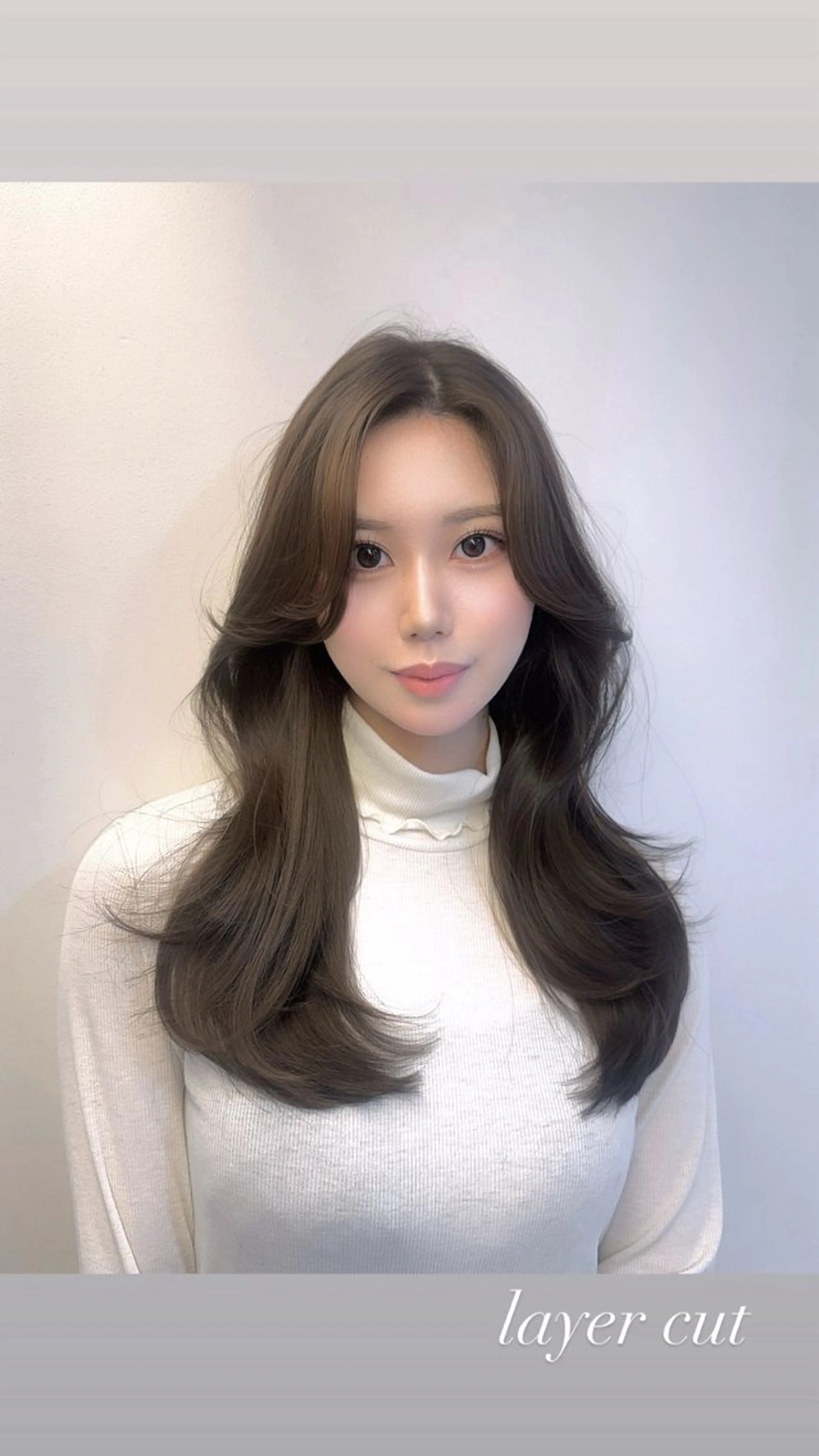 セミロング カラー 韓国風ヘア レイヤーカット カット ヘアカラー トリートメント 心斎橋/縮毛矯正 /ブリーなしWカラーのヘアスタイル