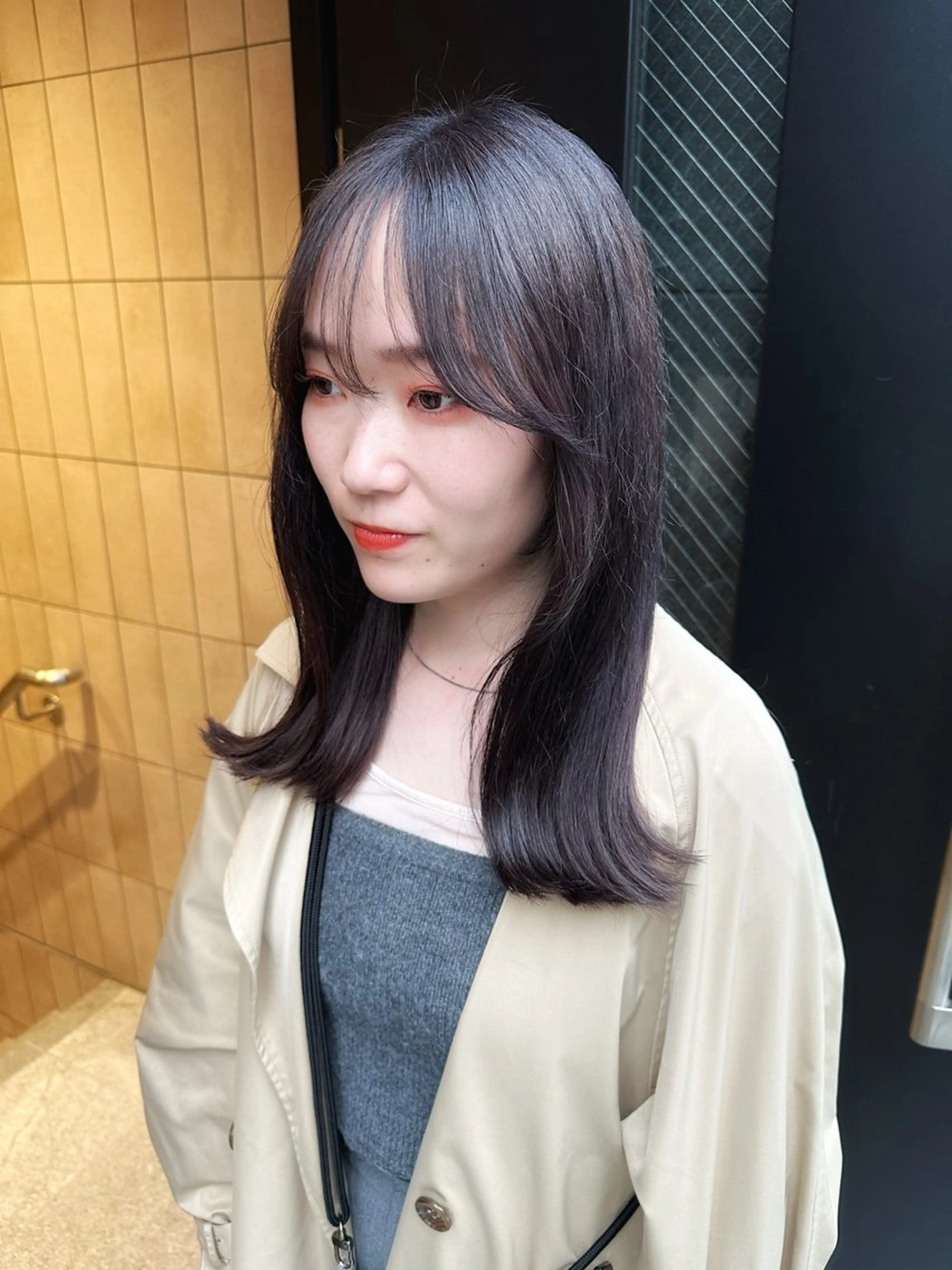 セミロング カラー ディープラベンダー ラベンダーカラー ヘアカラー hibiki/セット /透明感カラーのヘアスタイル