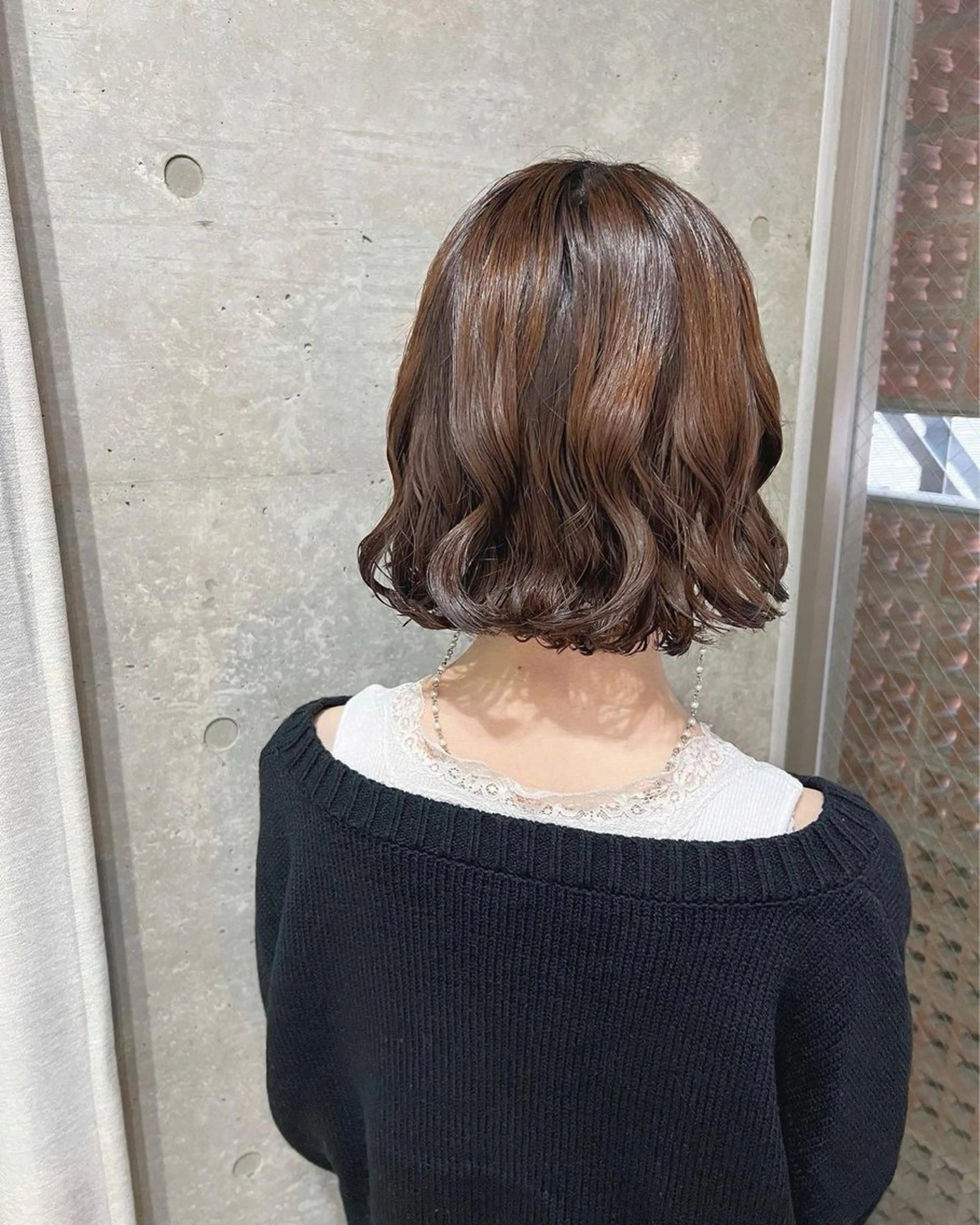 ミディアム カラー パーマ ミディアムパーマ 韓国風ヘア 森山 陽菜のヘアスタイル