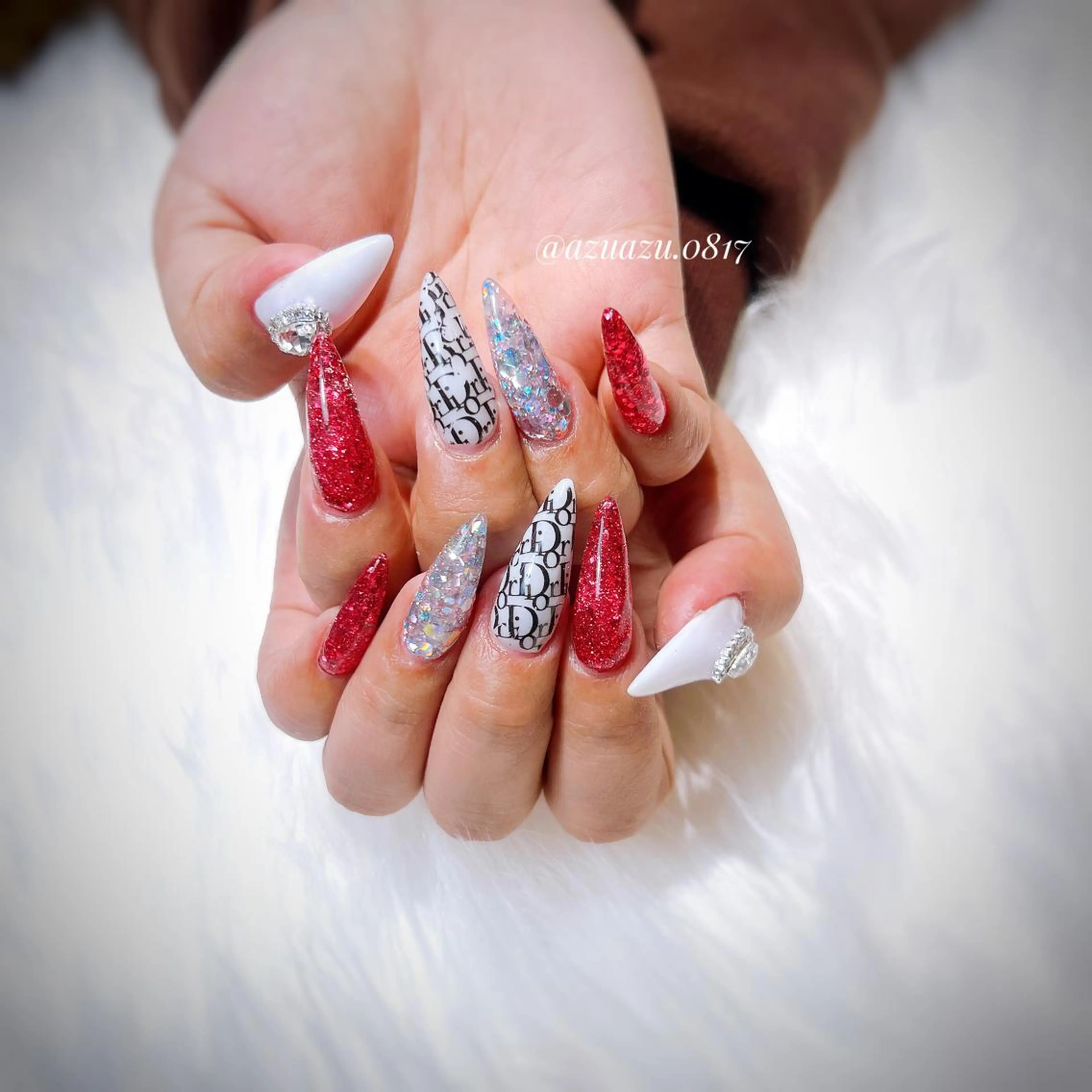 ネイル ラメ(グリッター) スカルプネイル ハンドネイル hair&nail ROOTS所属・ﾍｱﾒｲｸ&ﾈｲﾙ ♥️Azuのネイルデザイン