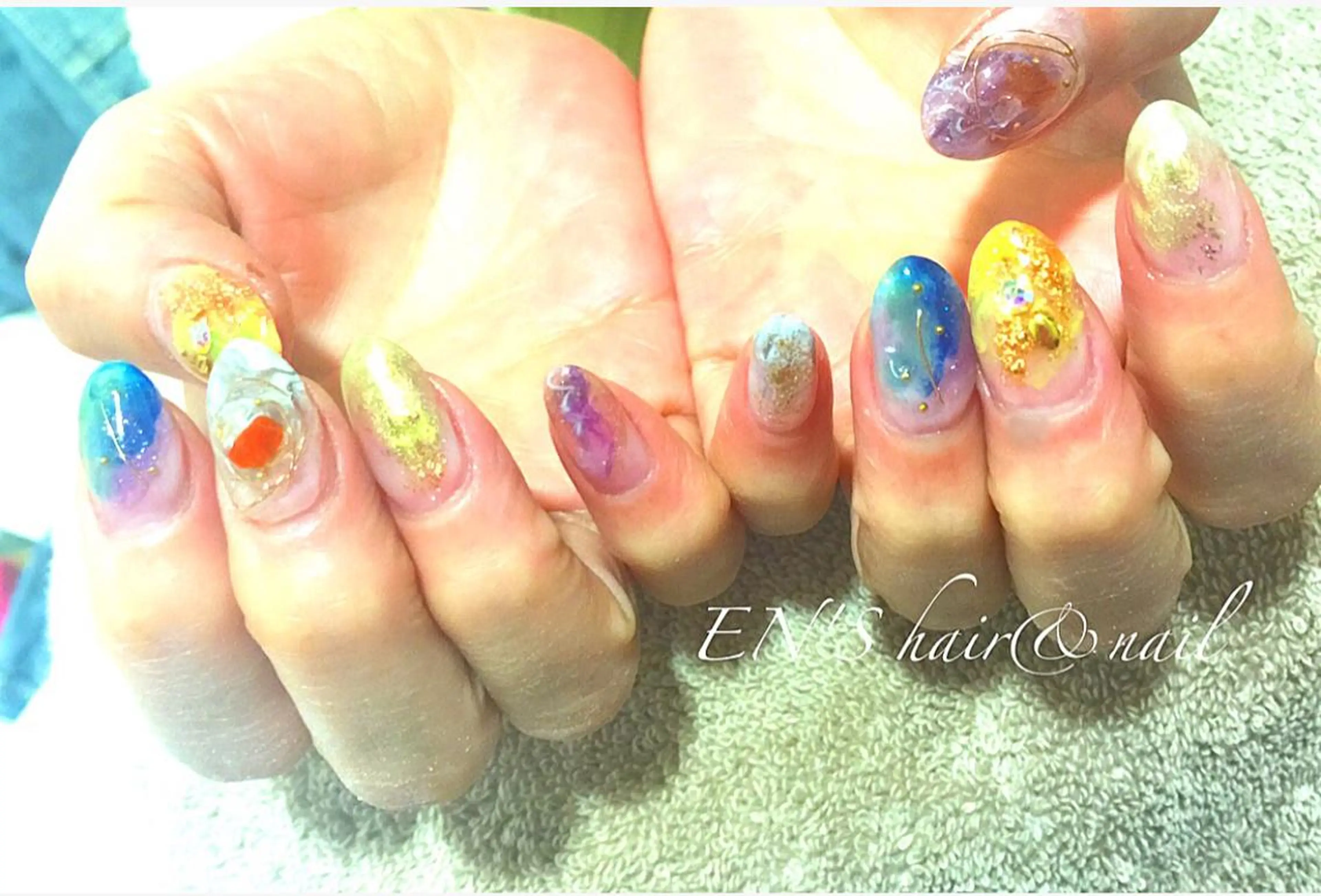 ネイル 大理石ネイル(マーブル) ニュアンスネイル フルリール 【プライベートサロンのネイルデザイン