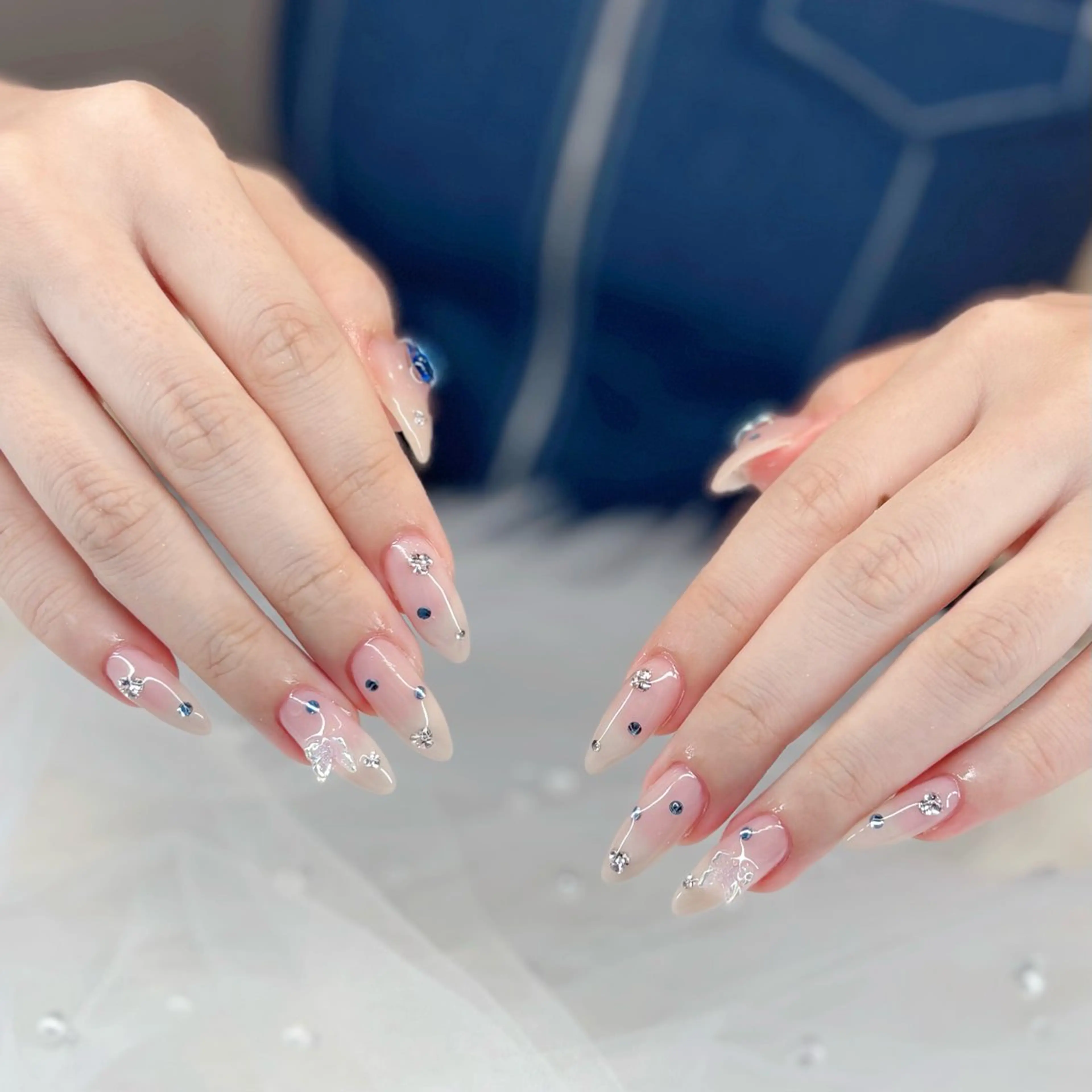 ネイル ハート 夏ネイル ワンホンネイル ハンドネイル ぷりゅねる 心斎橋のネイルデザイン