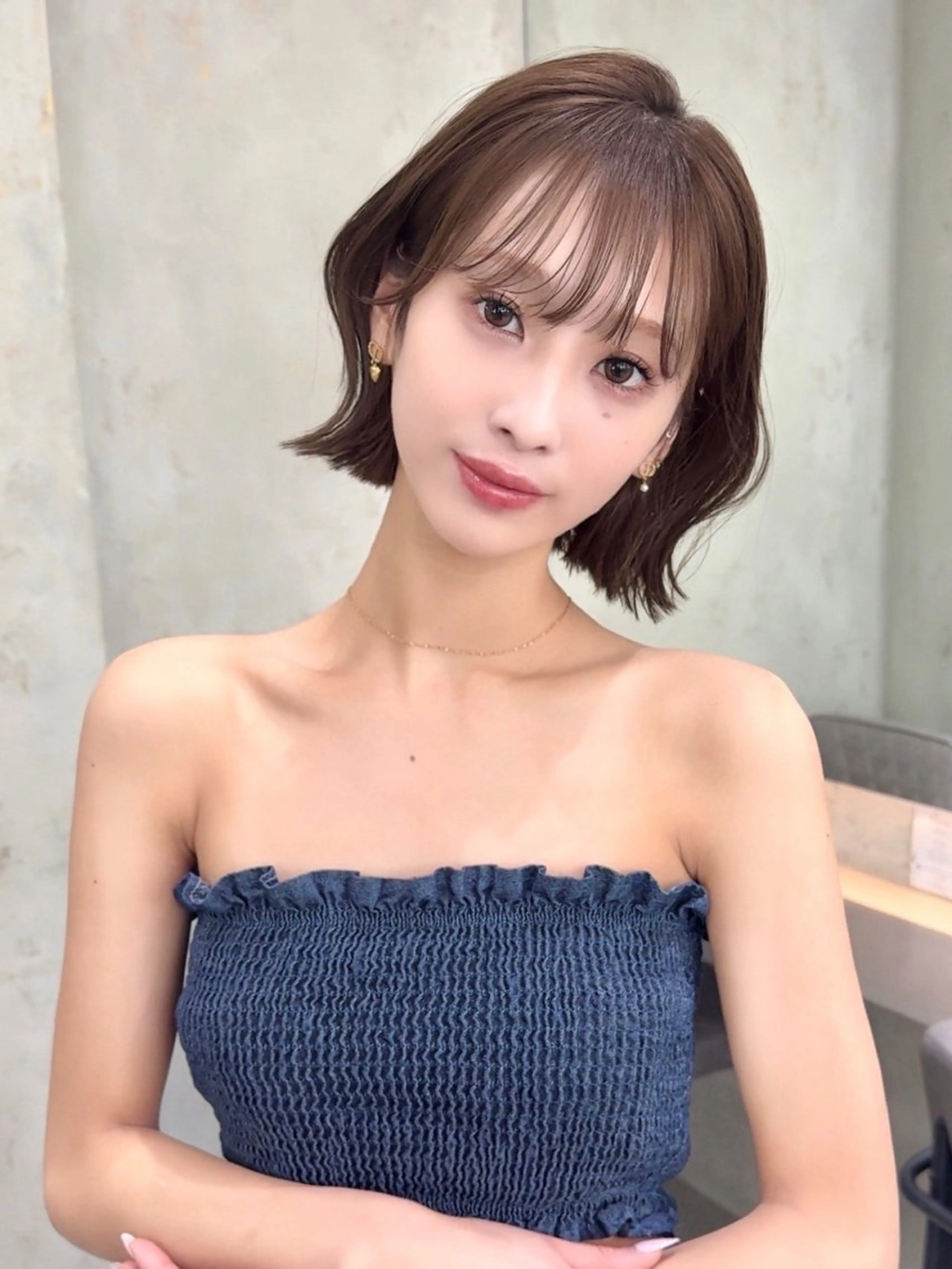 ショート カラー カット ヘアカラー トリートメント 莉乃/縮毛矯正/髪質 改善/艶カラーのヘアスタイル