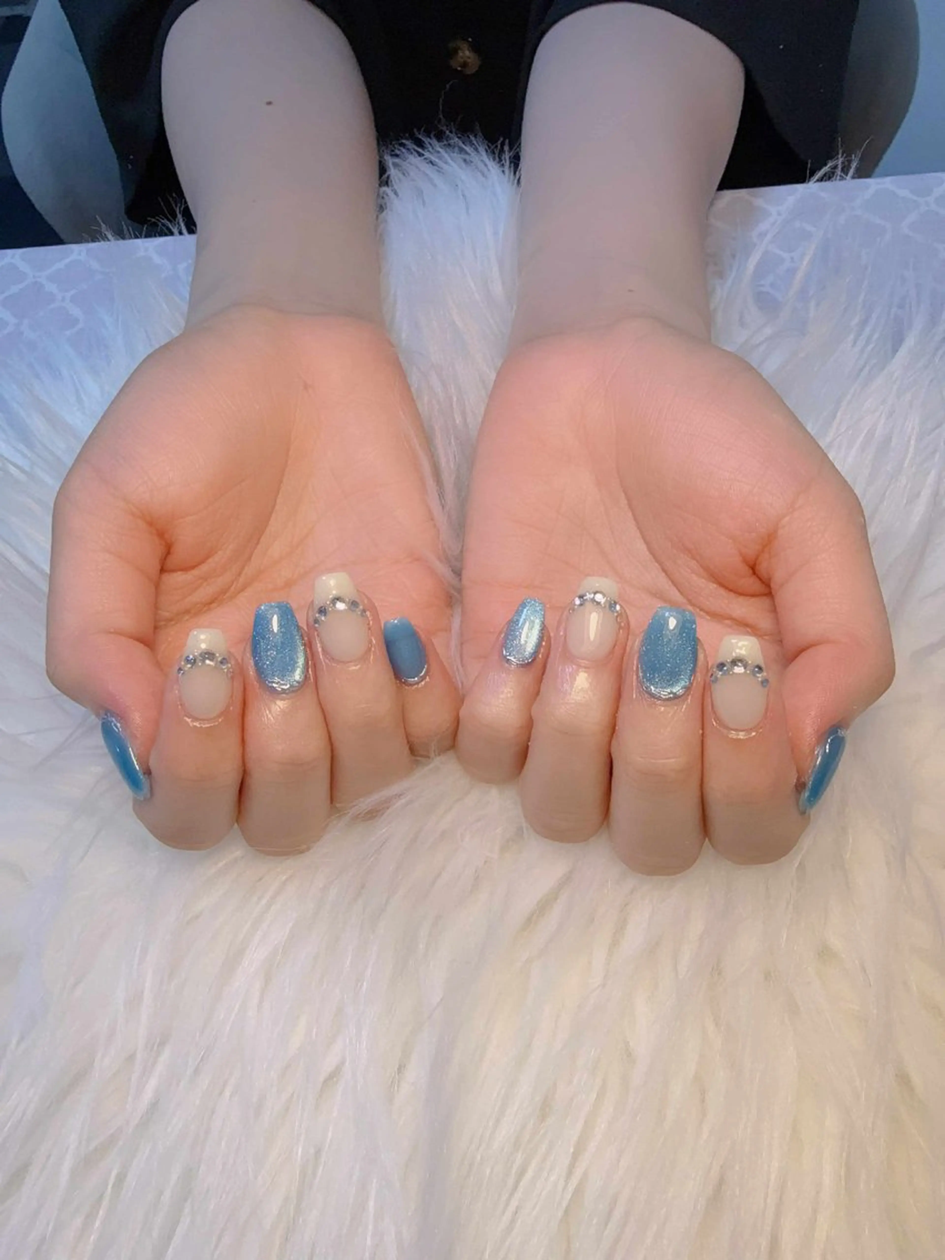 ネイル ブルー ラメ(グリッター) しまむら さくらのネイルデザイン
