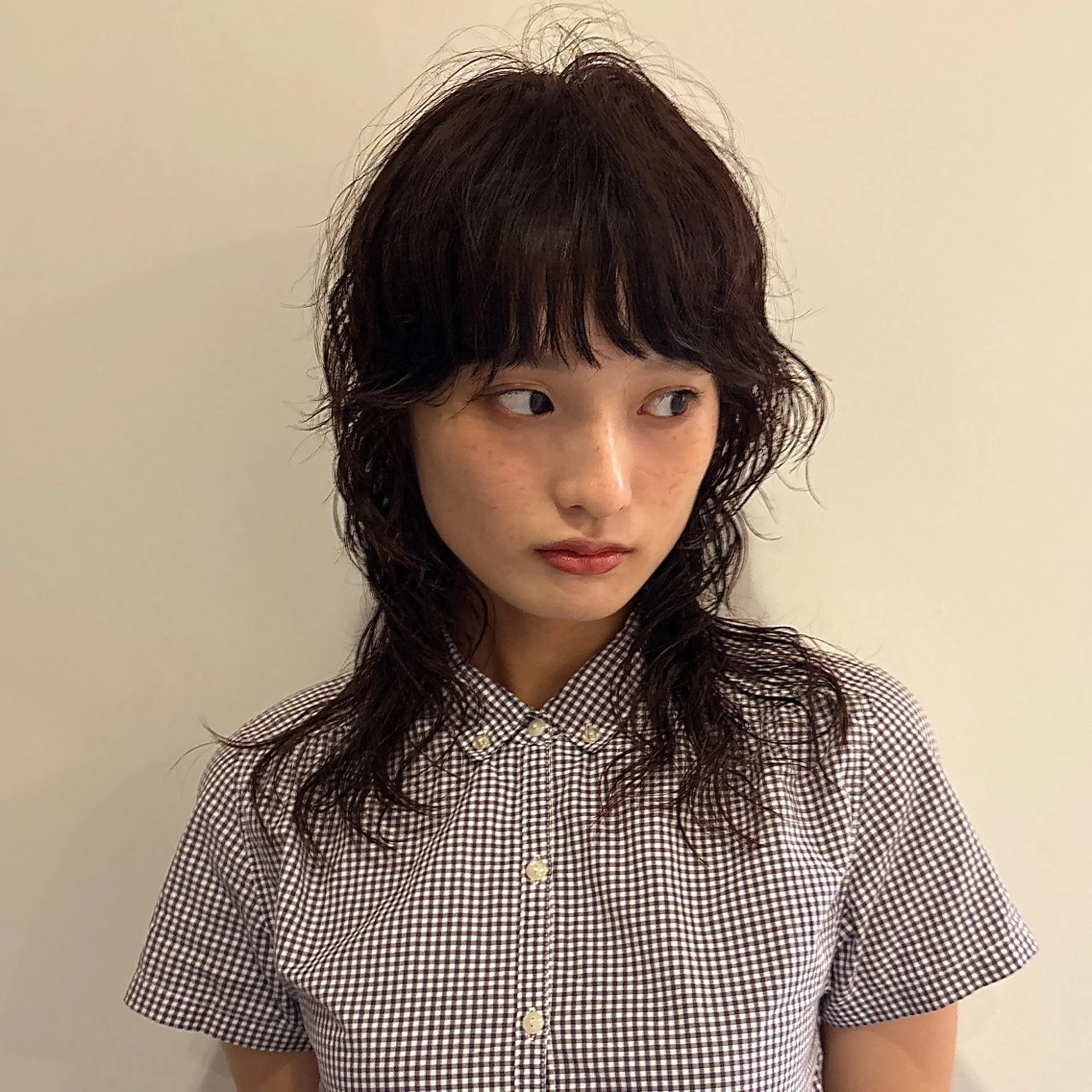 ミディアム パーマ パーマ 似合わせデザイン໒꒱ rioのヘアスタイル