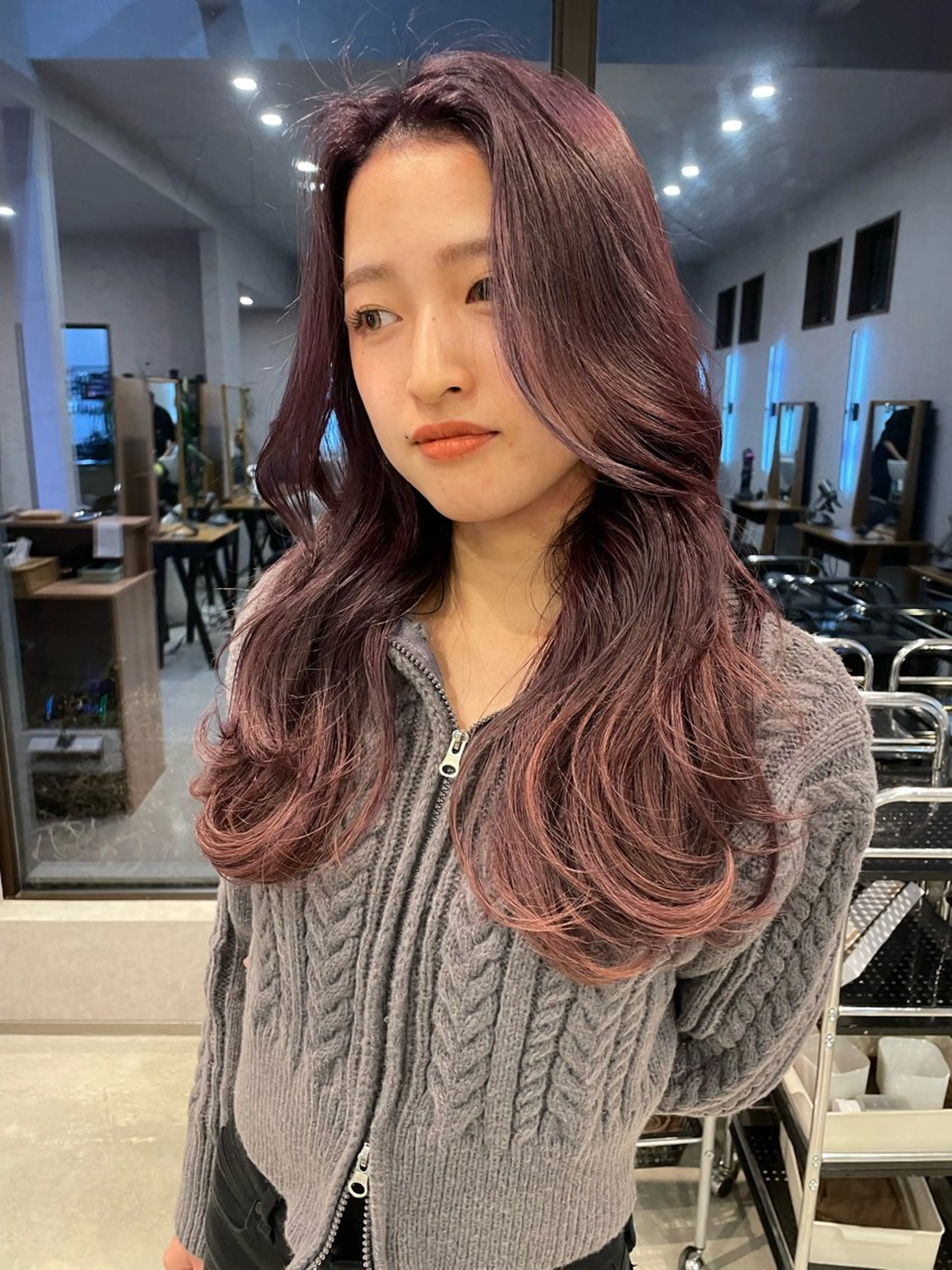 ロング カラー ブラウンカラー パープルカラー パープルブラウン ヘアカラー 透明カラー/レイヤー misaki °＊のヘアスタイル