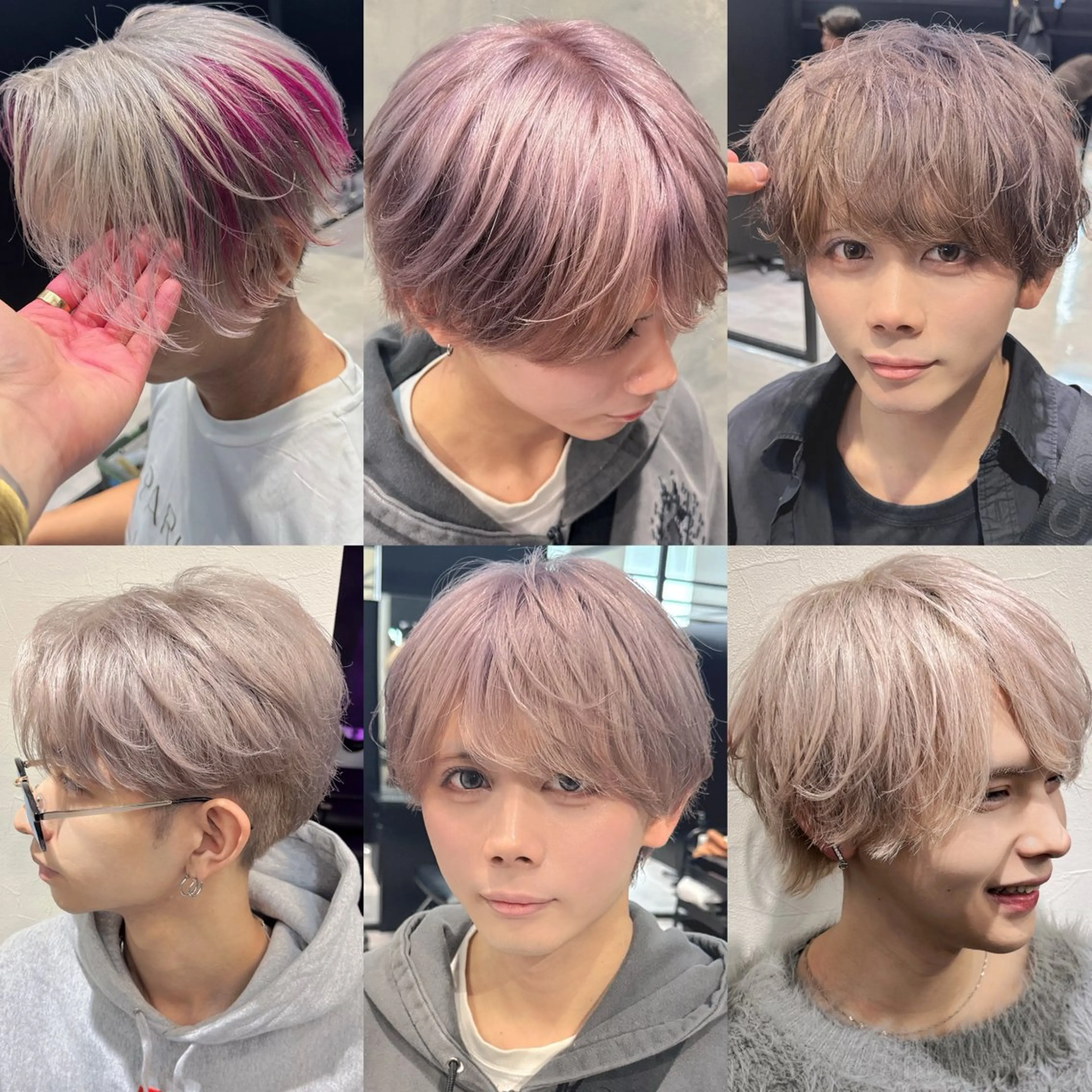 ショート カラー メンズ メンズブリーチ センターパート メンズ就活ヘア マッシュウルフ マッシュ カット ヘアカラー メンズカットカラー 心斎橋/松平和樹のヘアスタイル