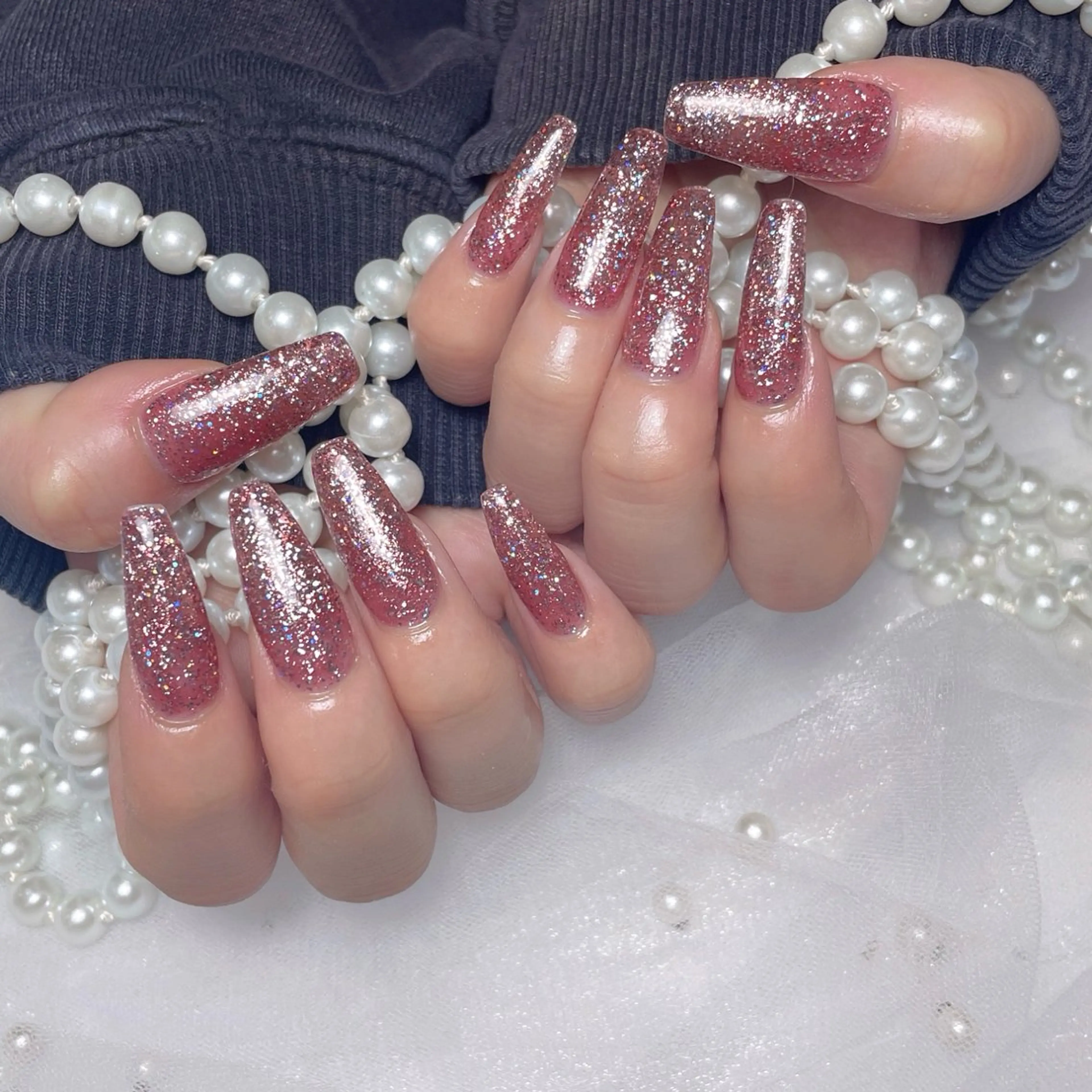 [HANDオフあり]チップ長さだし10本　ワンカラーorラメグラデーションの写真