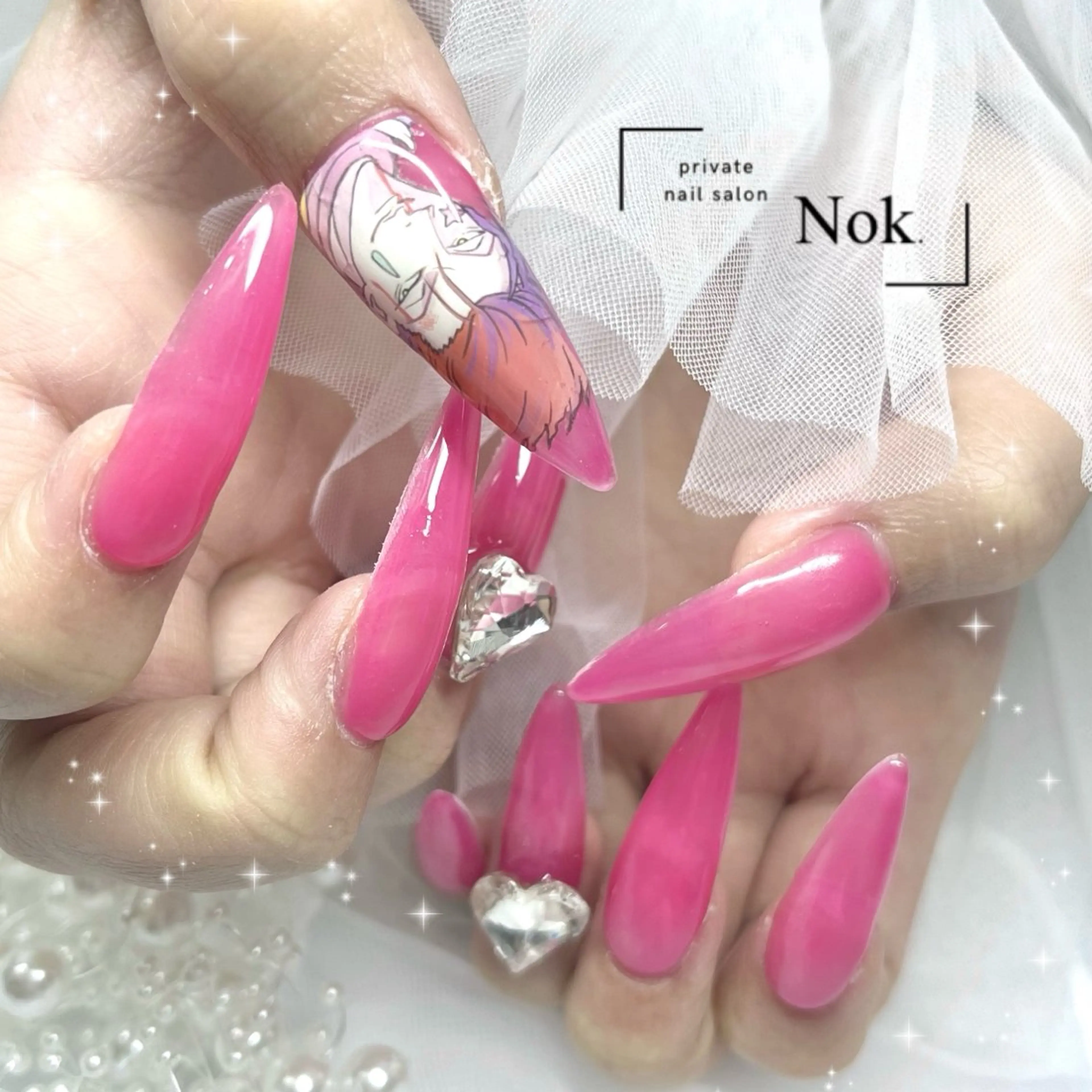 ネイル ハート ハンドネイル 池袋痛ネイル Nok. 渡辺のネイルデザイン