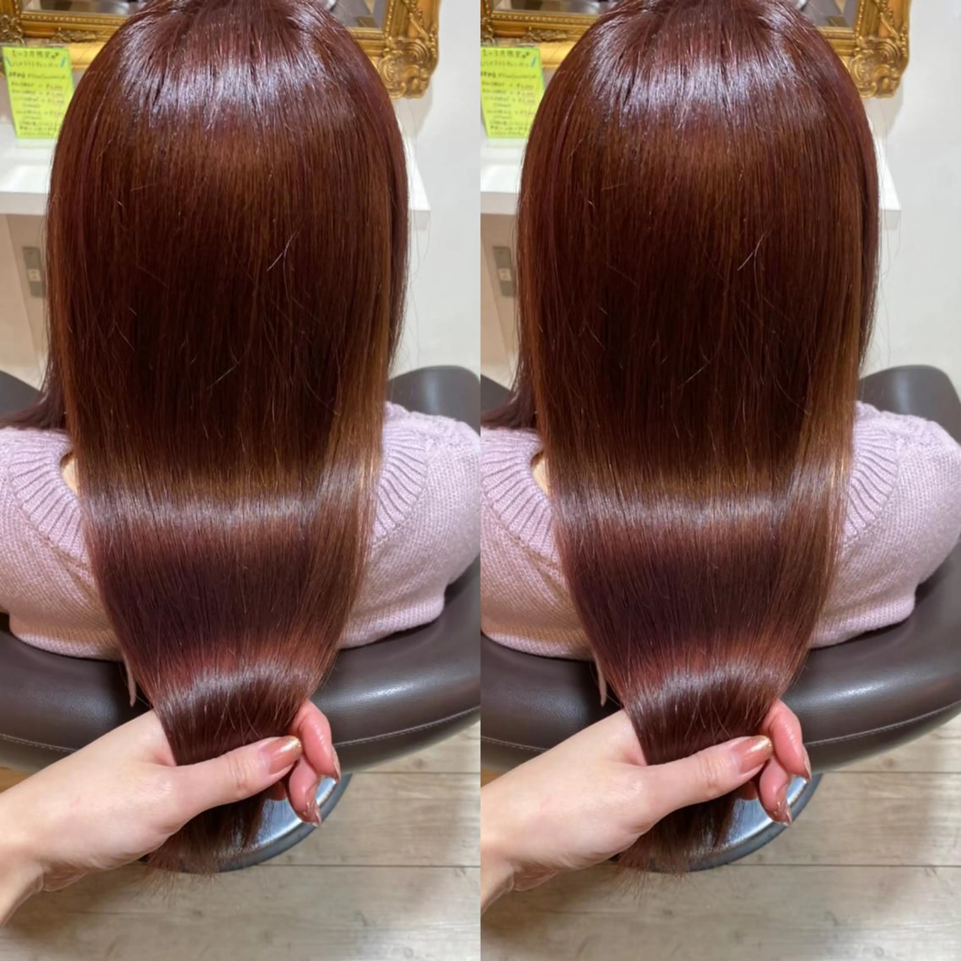 セミロング カラー ブラウンカラー ピンクカラー 韓国🇰🇷 ✂︎hair 内田愛のヘアスタイル