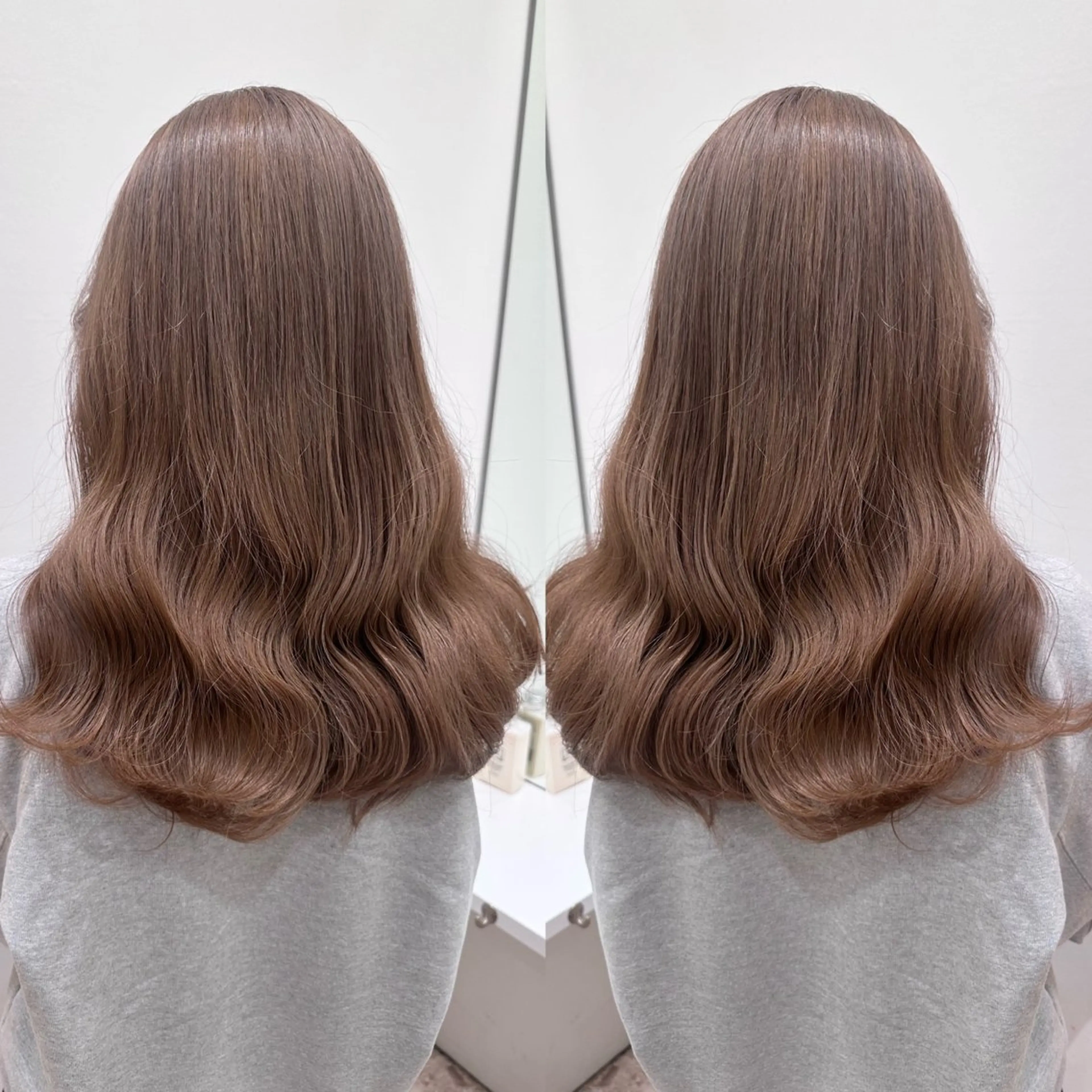 セミロング カラー ベージュカラー ブリーチ 透明感カラー ダブルカラー グレージュ 🌿レイヤー/ブリー チ/🌿‬JINのヘアスタイル