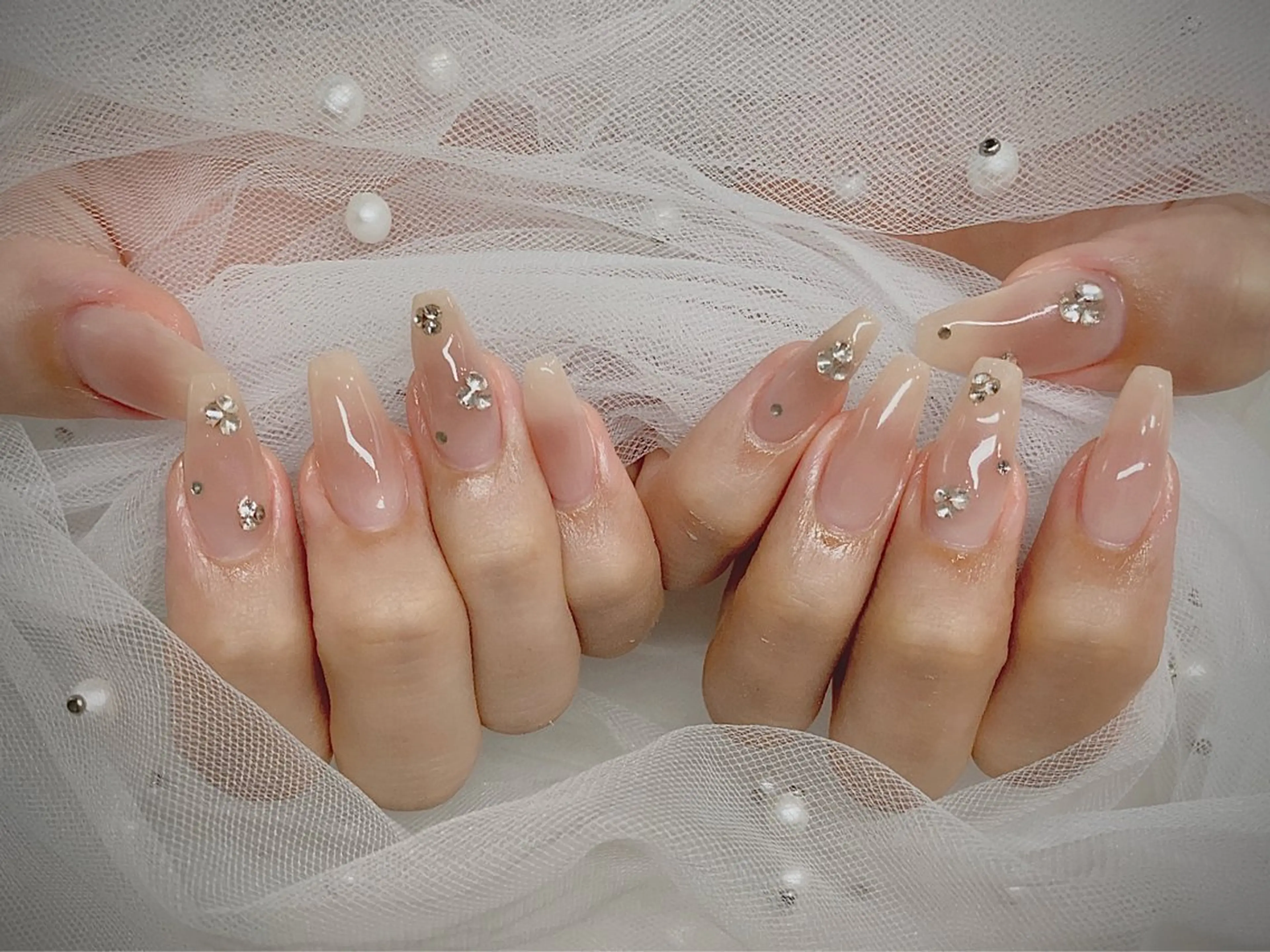 ネイル I-nailロング /ワンホン/キラキラのネイルデザイン