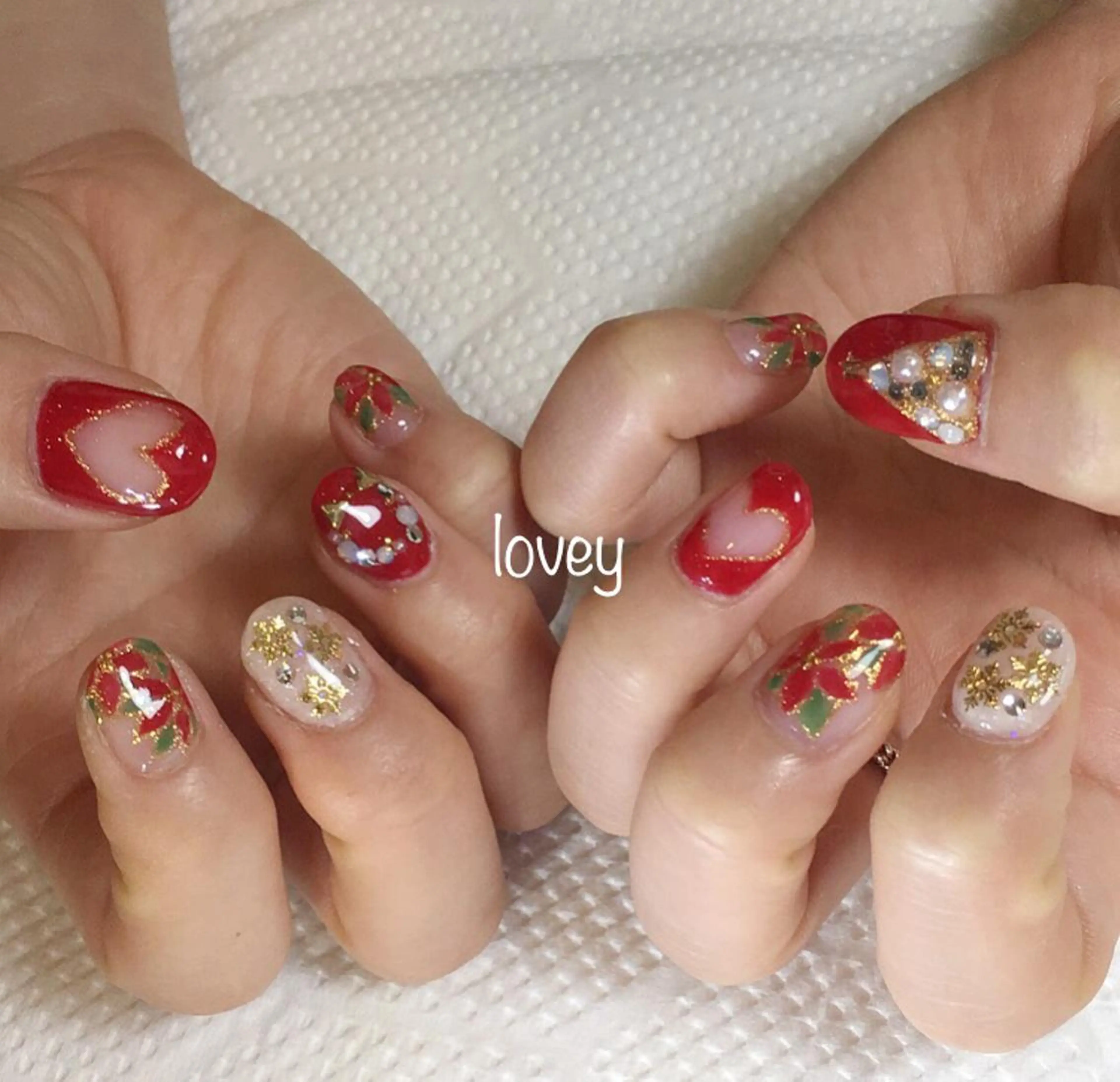 ネイル ジェルネイル パラジェル 冬ネイル クリスマス プライベートサロン loveyのネイルデザイン