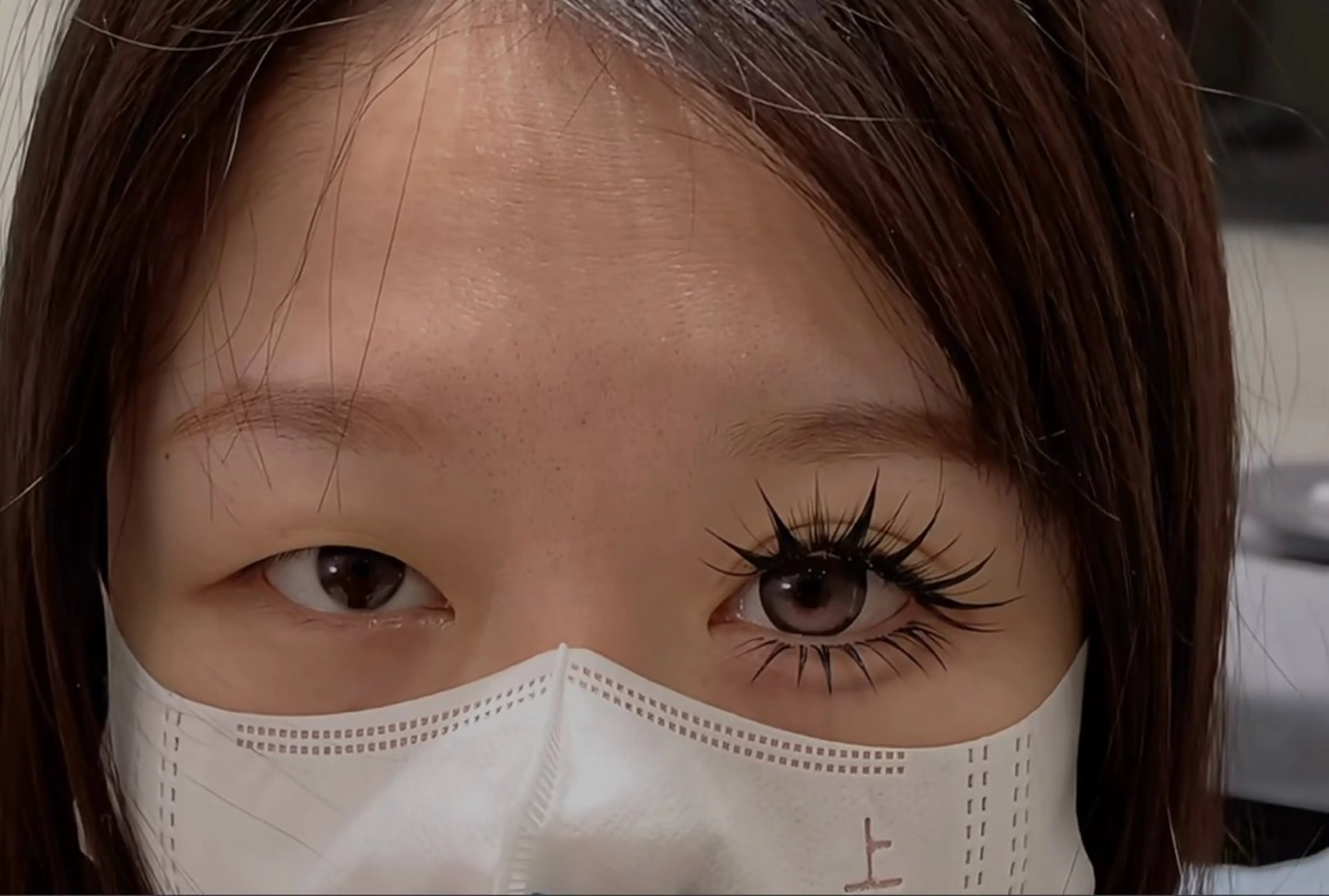 マツエク・マツパ 一重×まつ毛パーマ S+アサクサ束感 外国人風パリジエンヌのマツエク・マツパデザイン