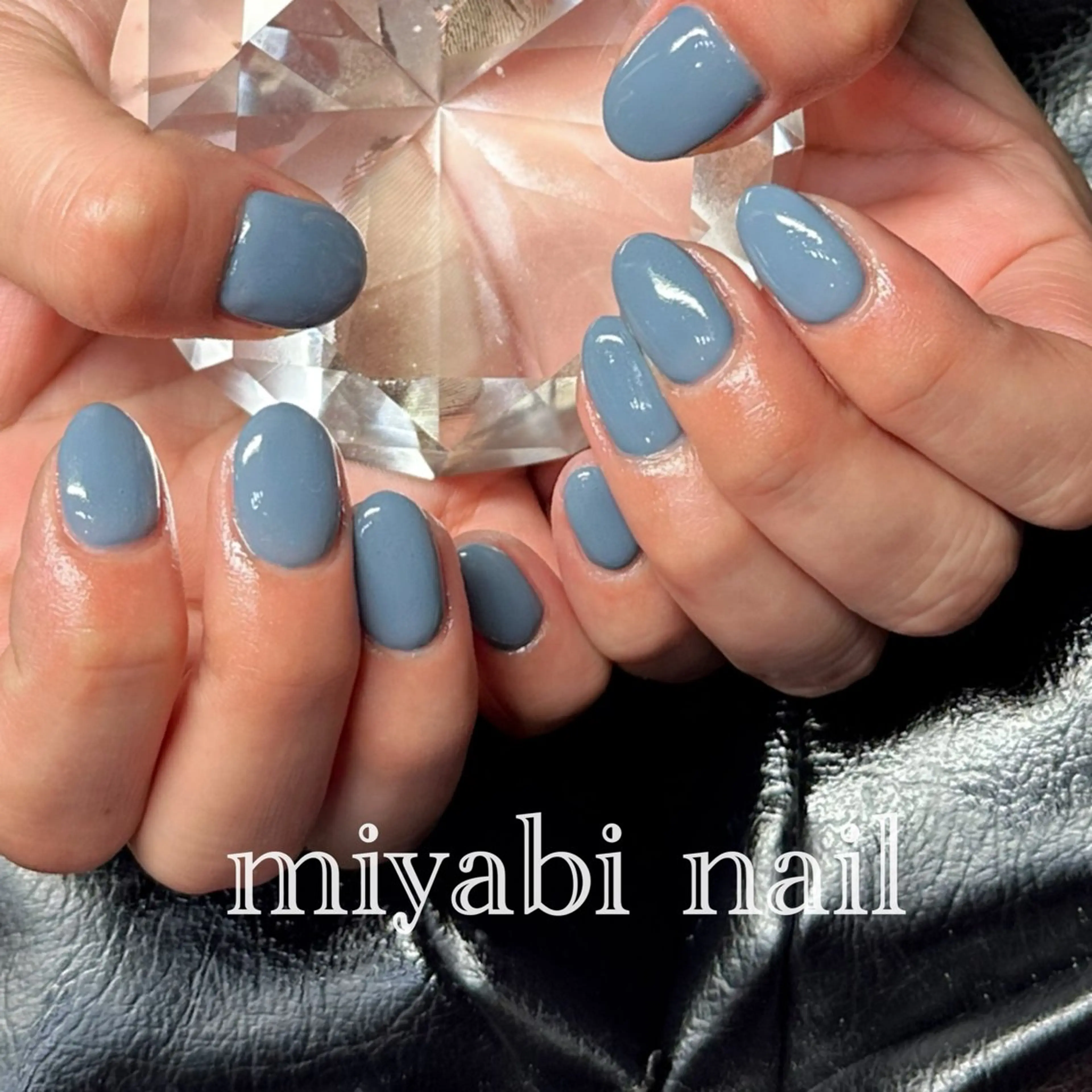 ネイル ブルー ジェルネイル 持ち込み ワンカラーネイル シンプルネイル ハンドネイル miyabi nail 桂川駅近くのネイルデザイン