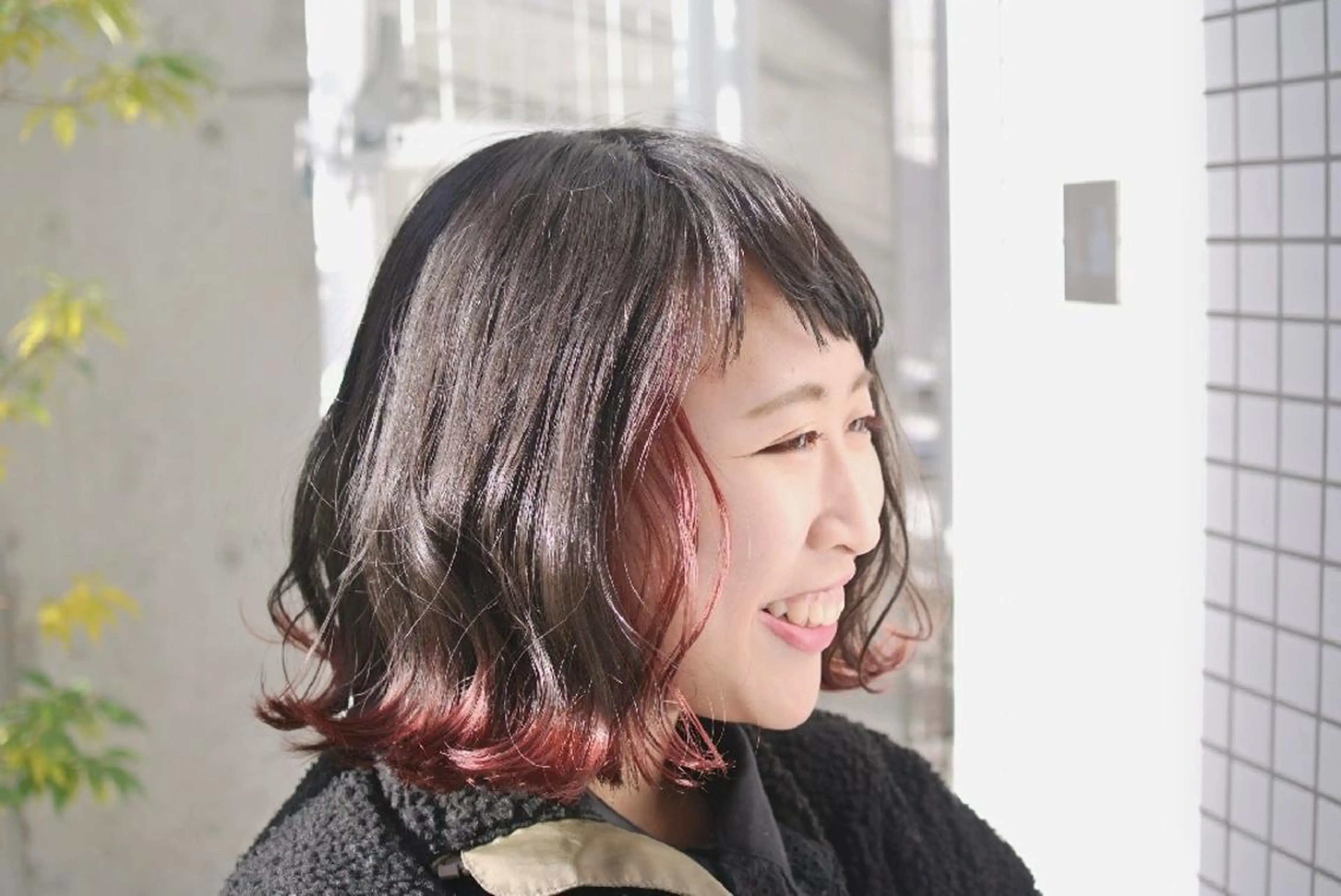 ミディアム カラー パーマ ボブ 樋口 千尋のヘアスタイル