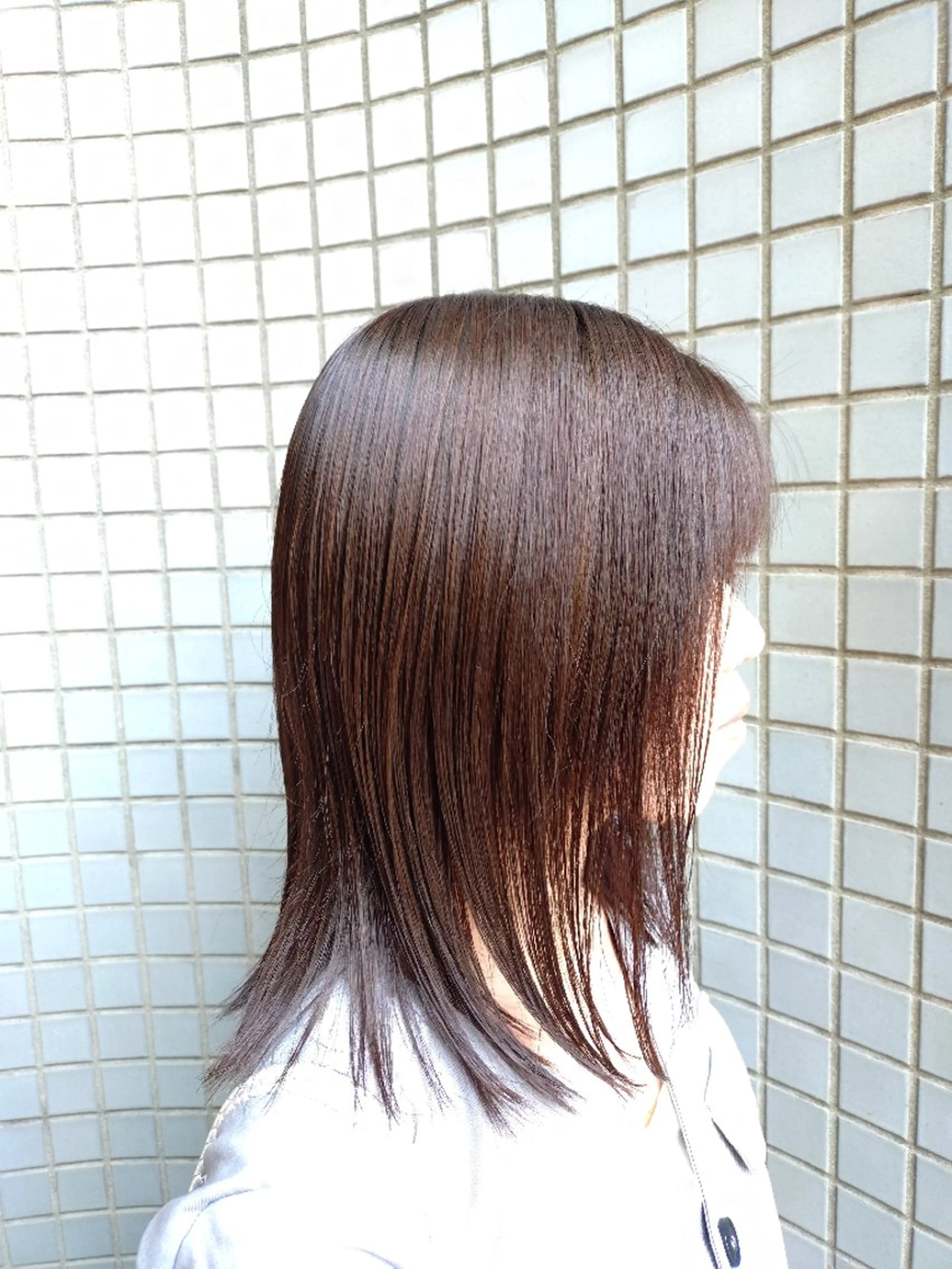 セミロング カラー ブラウンカラー カット ヘアカラー 大人ボブ透明感カラー 岡崎武のヘアスタイル