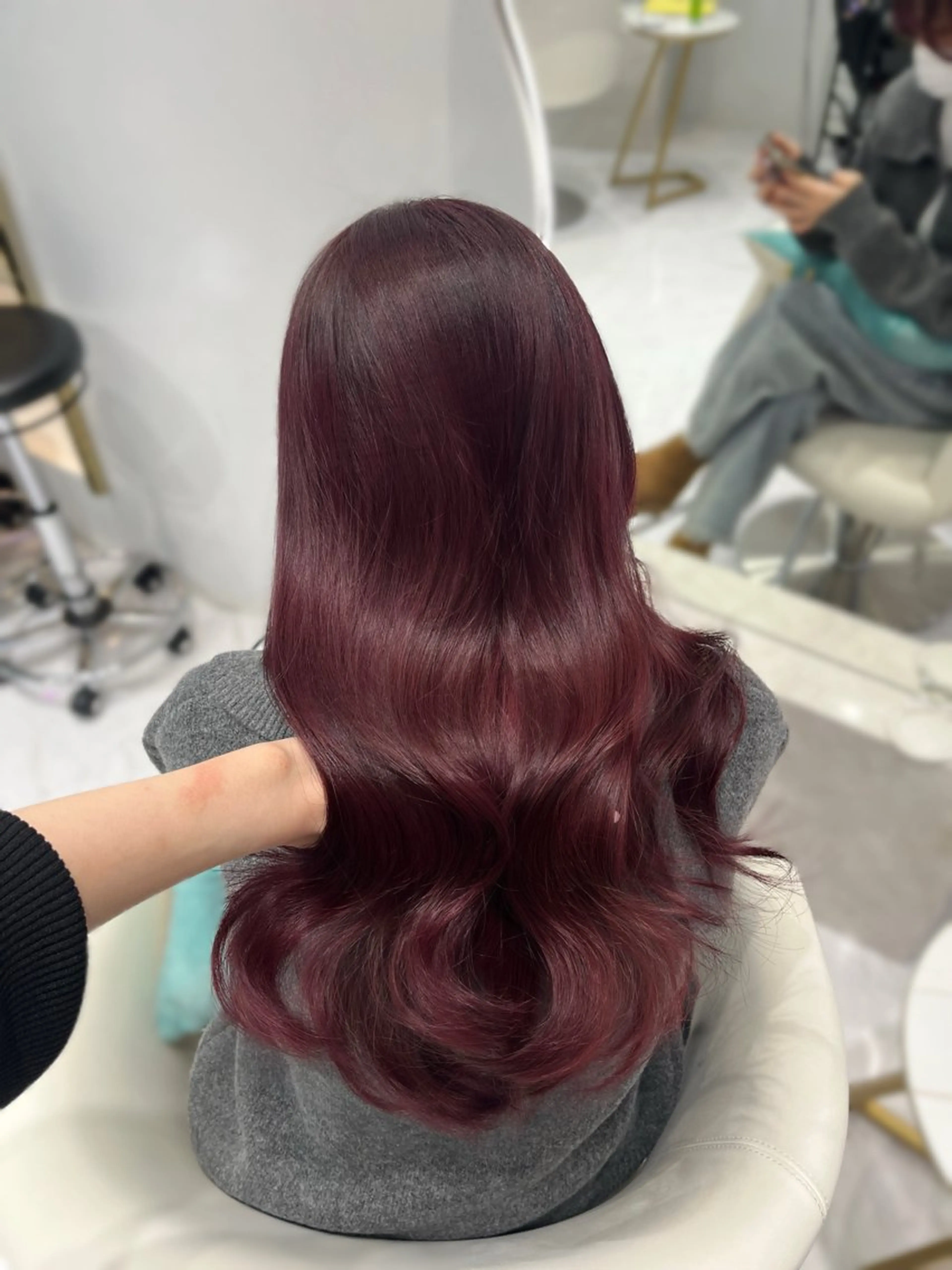 ロング カラー カシス ピンクカラー 名古屋/透明感カラー /韓国ヘア/高木梨帆のヘアスタイル