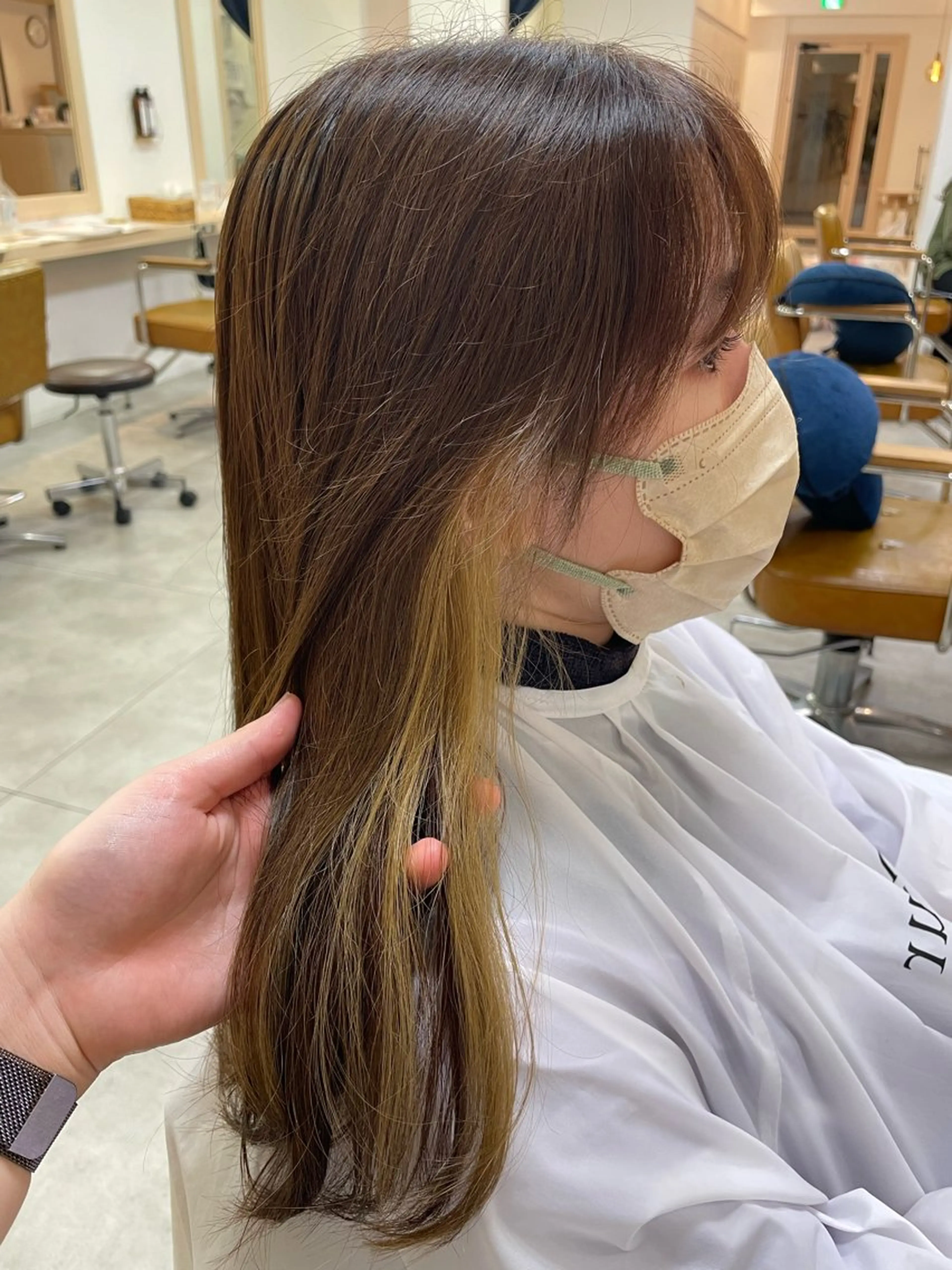 カラー ベージュカラー イヤリングカラー カット ヘアカラー カットモデル/金山・ 栄美容院/田口流名のヘアスタイル