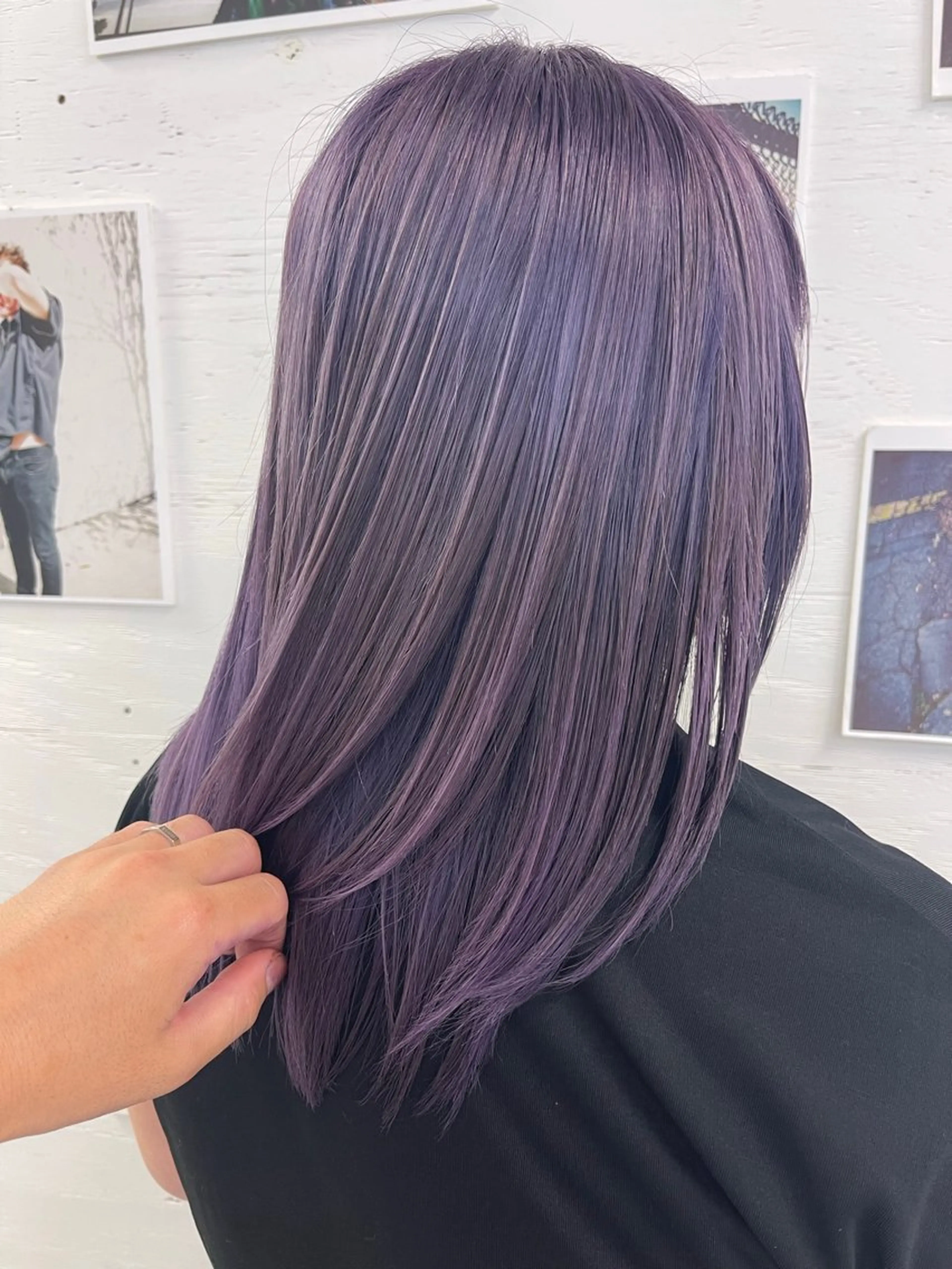 ミディアム カラー グレージュ バイオレットカラー 篠崎 佑季のヘアスタイル