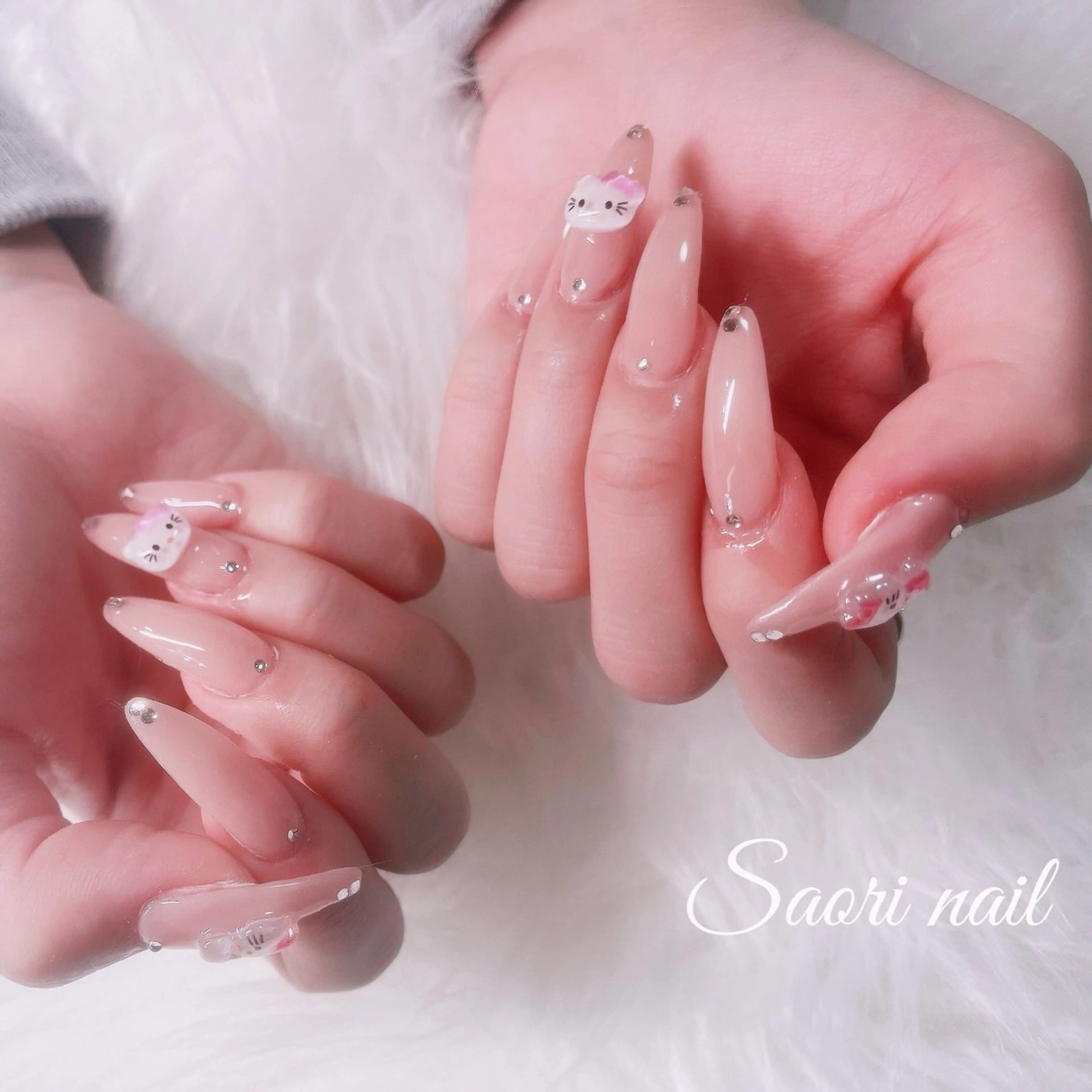 ネイル アートネイル フレンチネイル ジェルネイル ガラスフレンチ 韓国ネイル 長さだし特化サロン SAORINAILのネイルデザイン