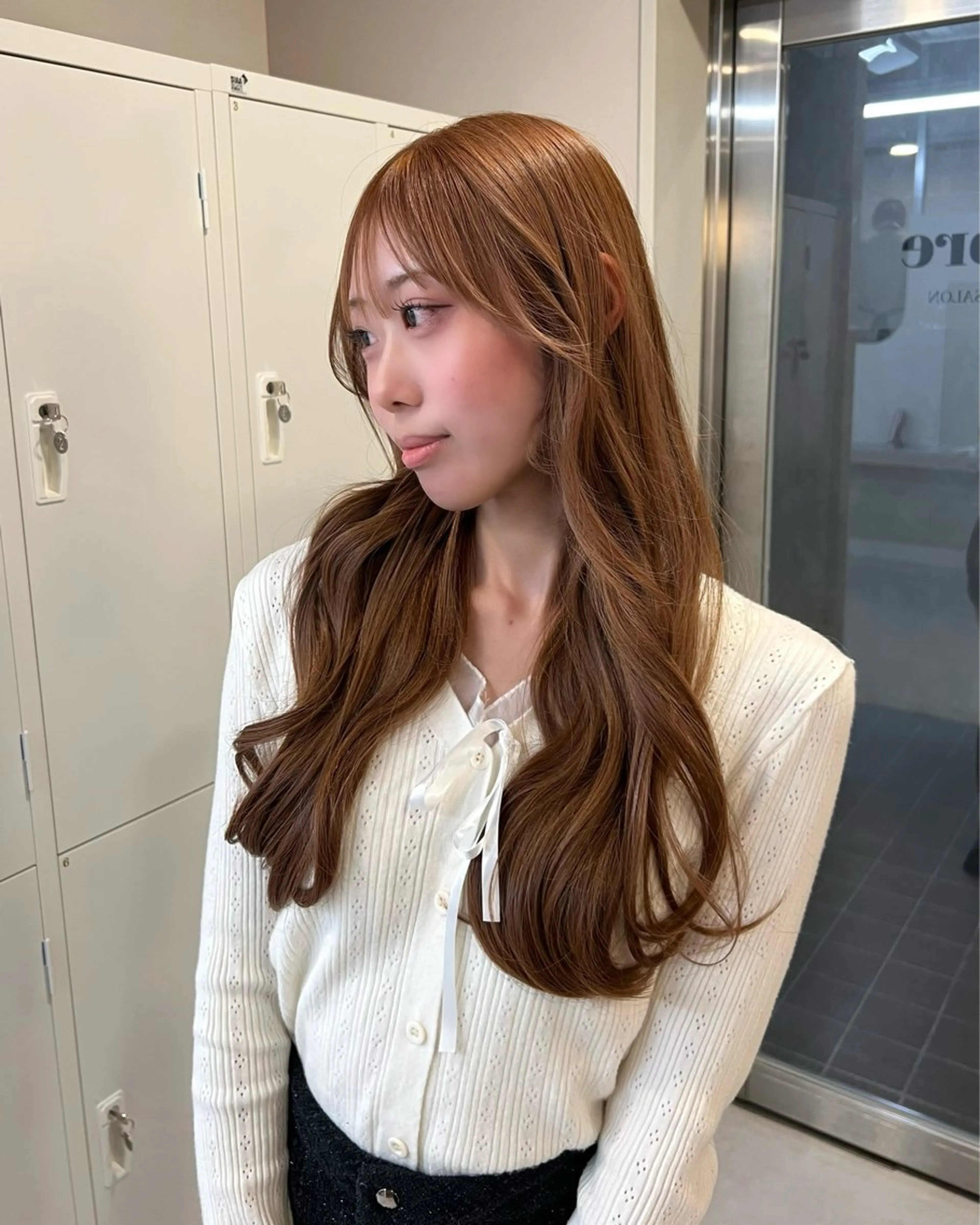 ロング カラー ベージュカラー ブリーチ ダブルカラー ヘーゼル ミルクティーベージュ ヘアカラー トリートメント ブリーチカラー🦋‪ 田中さくらのヘアスタイル