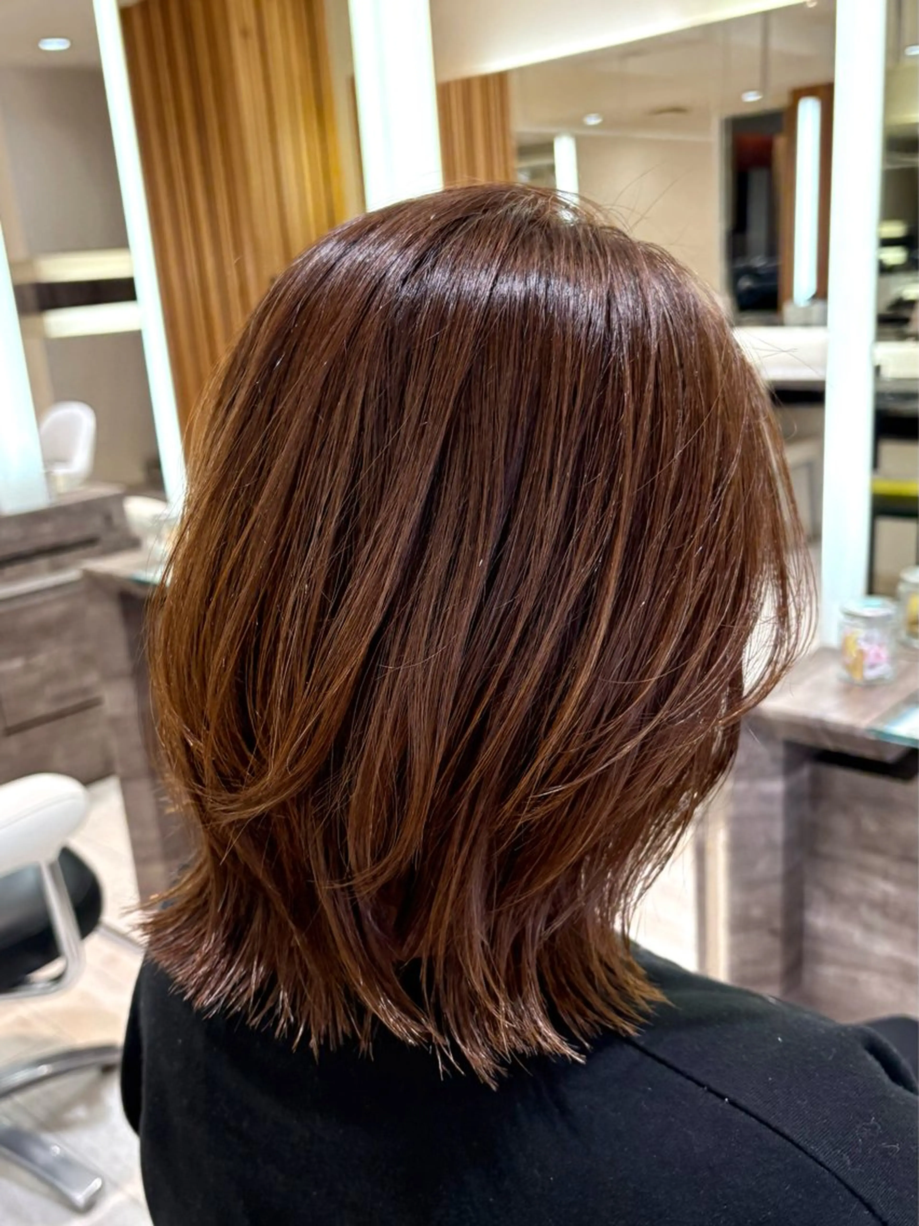 ミディアム カラー カット ヘアカラー 片瀬 結のヘアスタイル