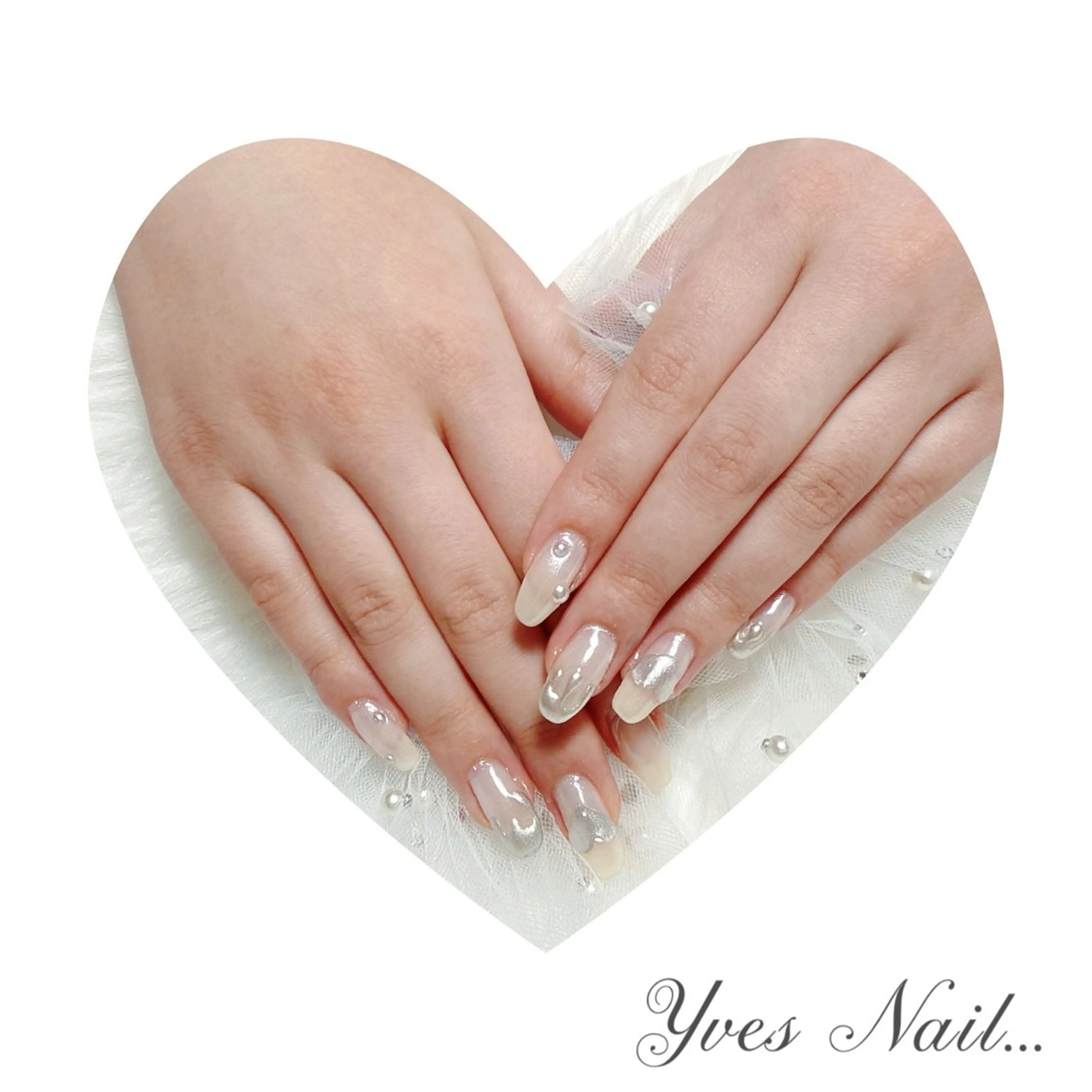 ネイル ミラーネイル ホワイト ハンドネイル kanno yのネイルデザイン