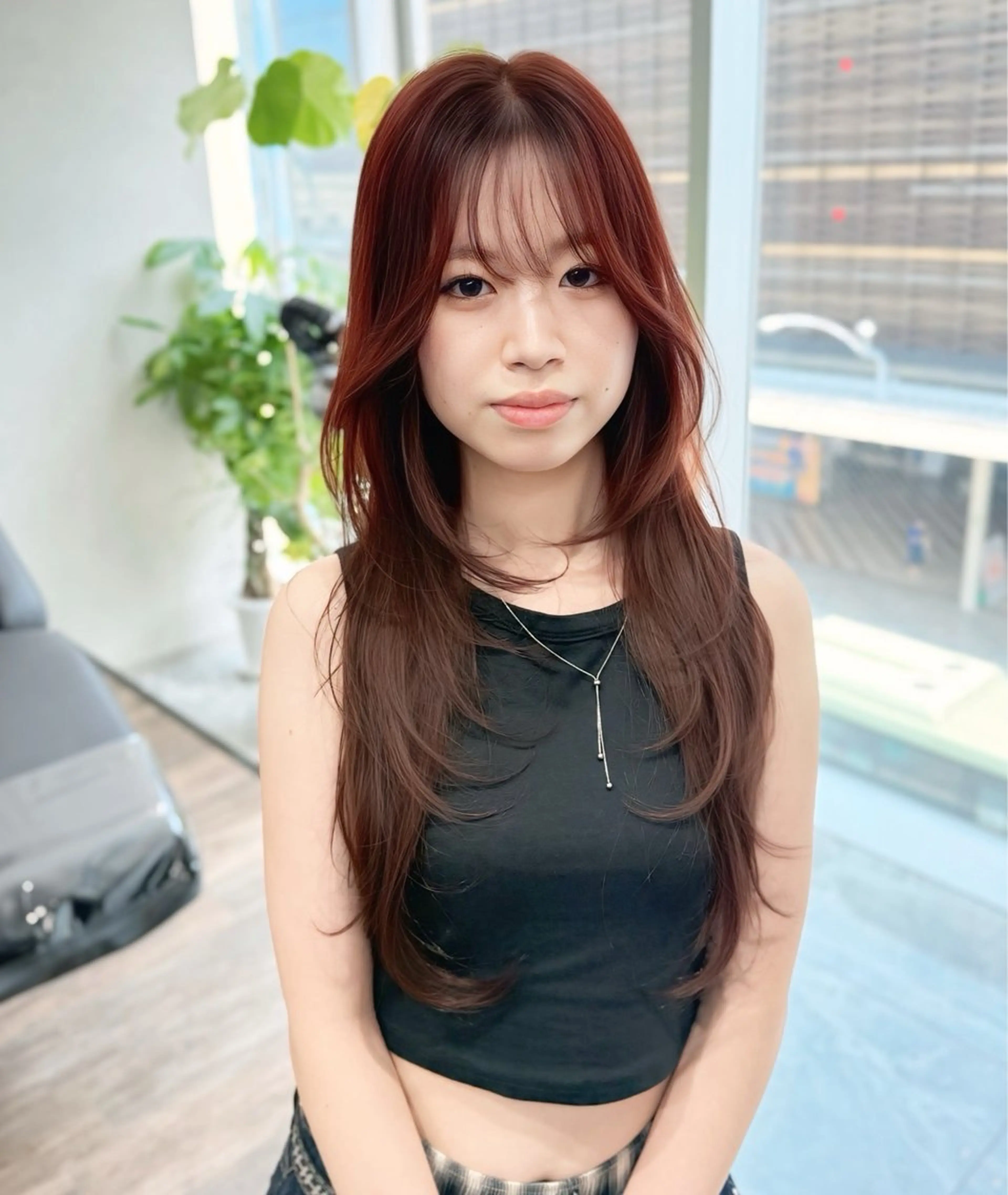 ロング カット ヘアカラー トリートメント 京都レイヤーカット/ 縮毛矯正/羽柴りくのヘアスタイル