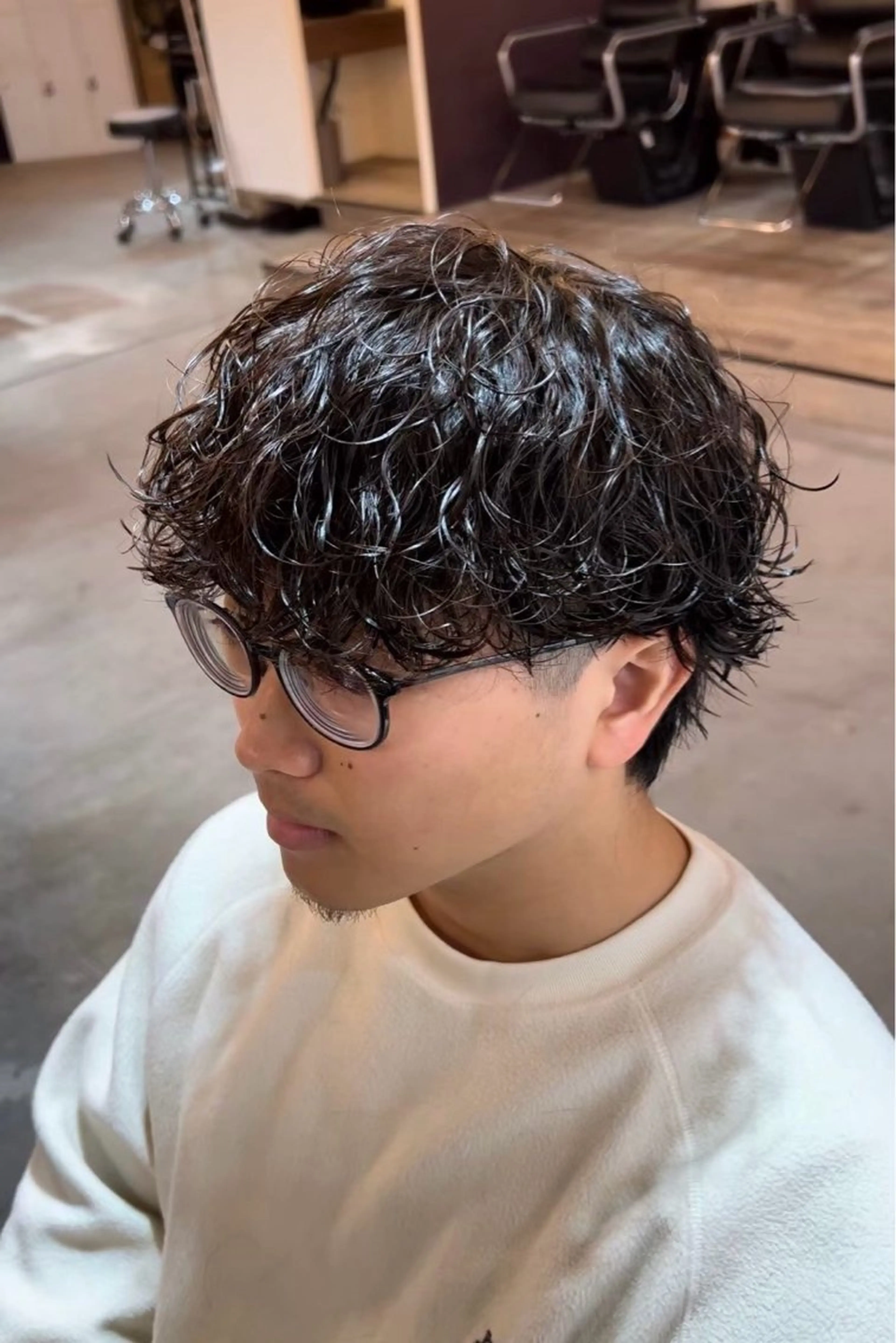 ミディアム パーマ カット パーマ センターパート職人 店長/TSUBASAのヘアスタイル