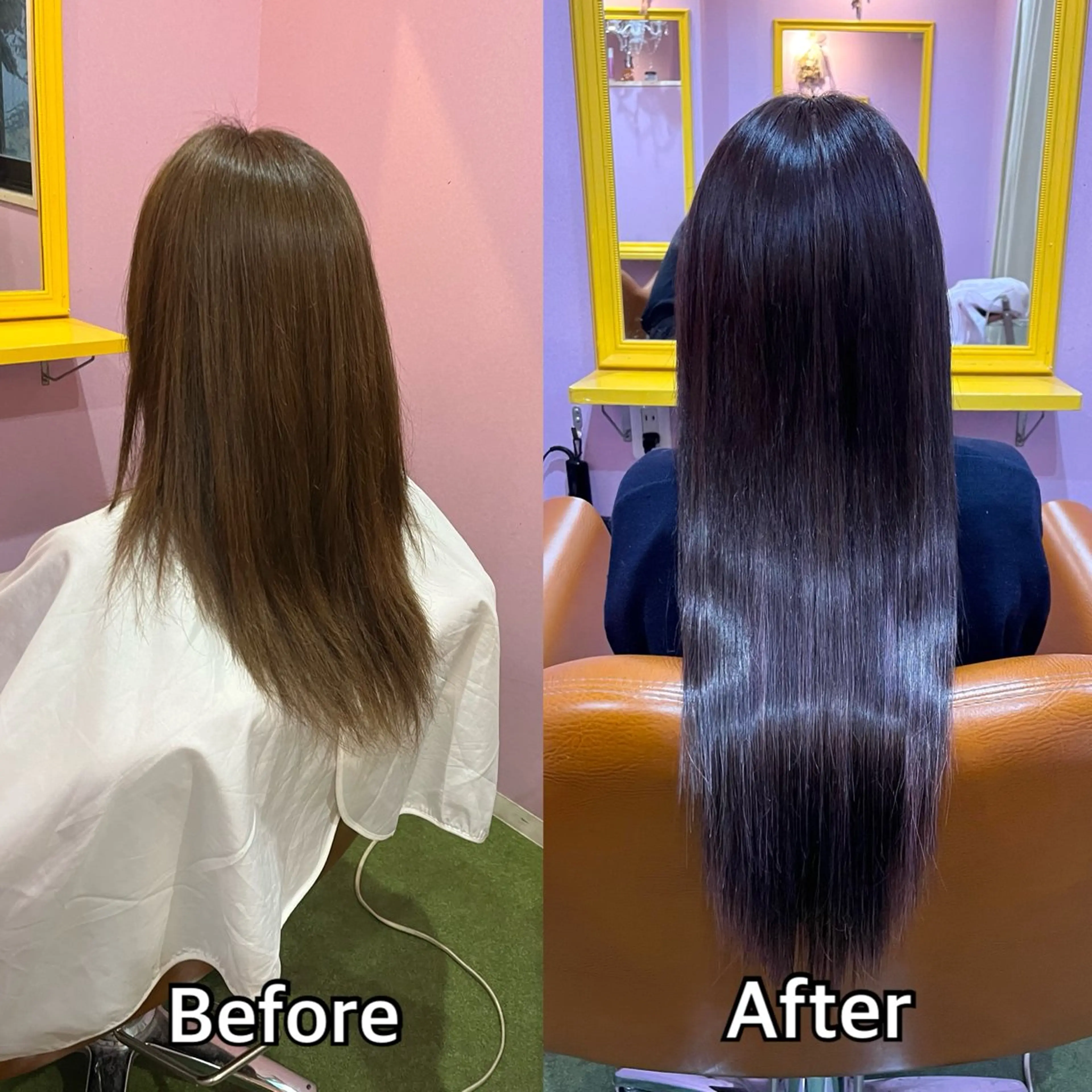 ロング ヘアカラー エクステ カラー+ちび編み込み エクステ梅田🐨のヘアスタイル