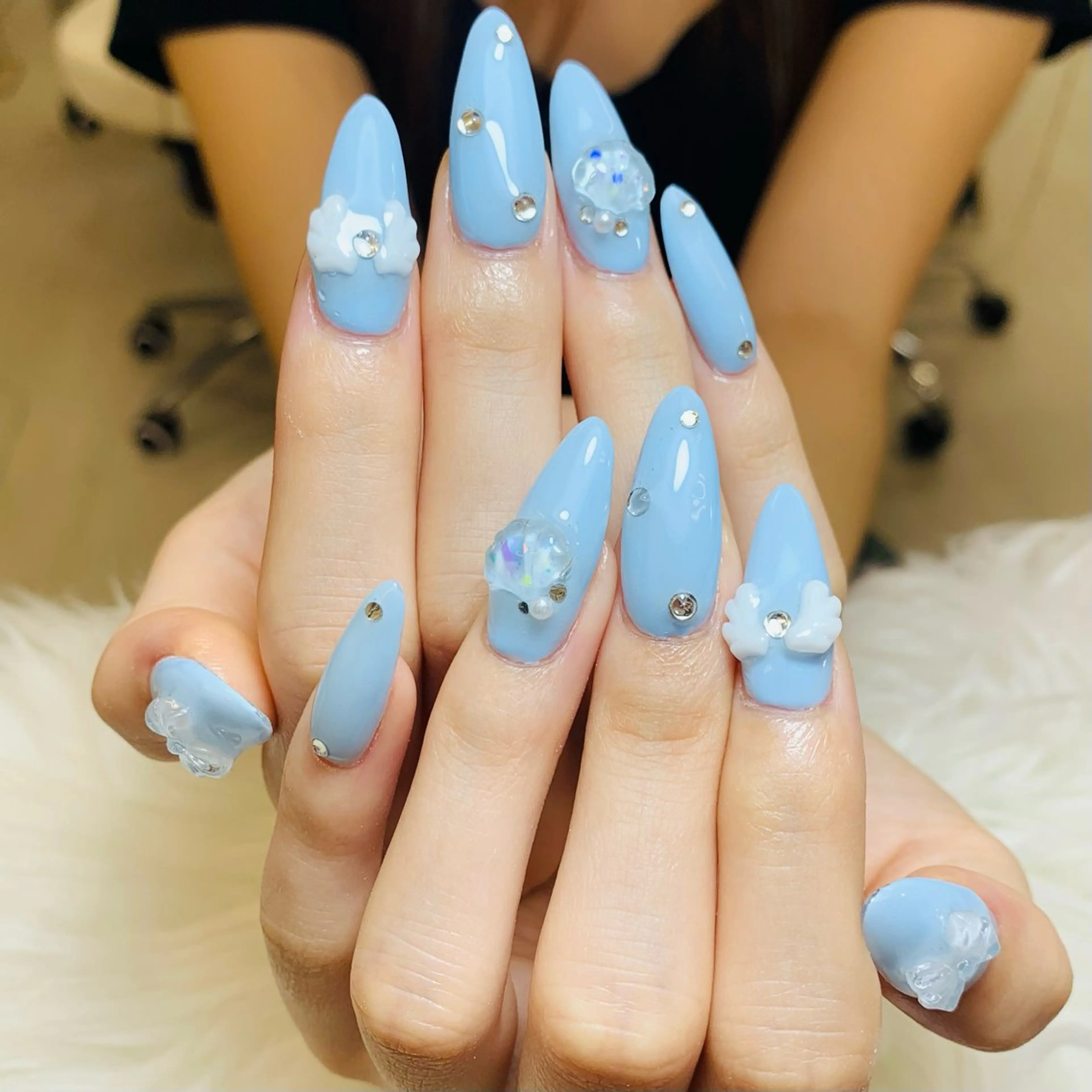 ネイル チークネイル 長さ出し フットネイル マグネットネイル 持ち込み ハンドネイル ANH NAIL ゴテゴテ専門店💎のネイルデザイン