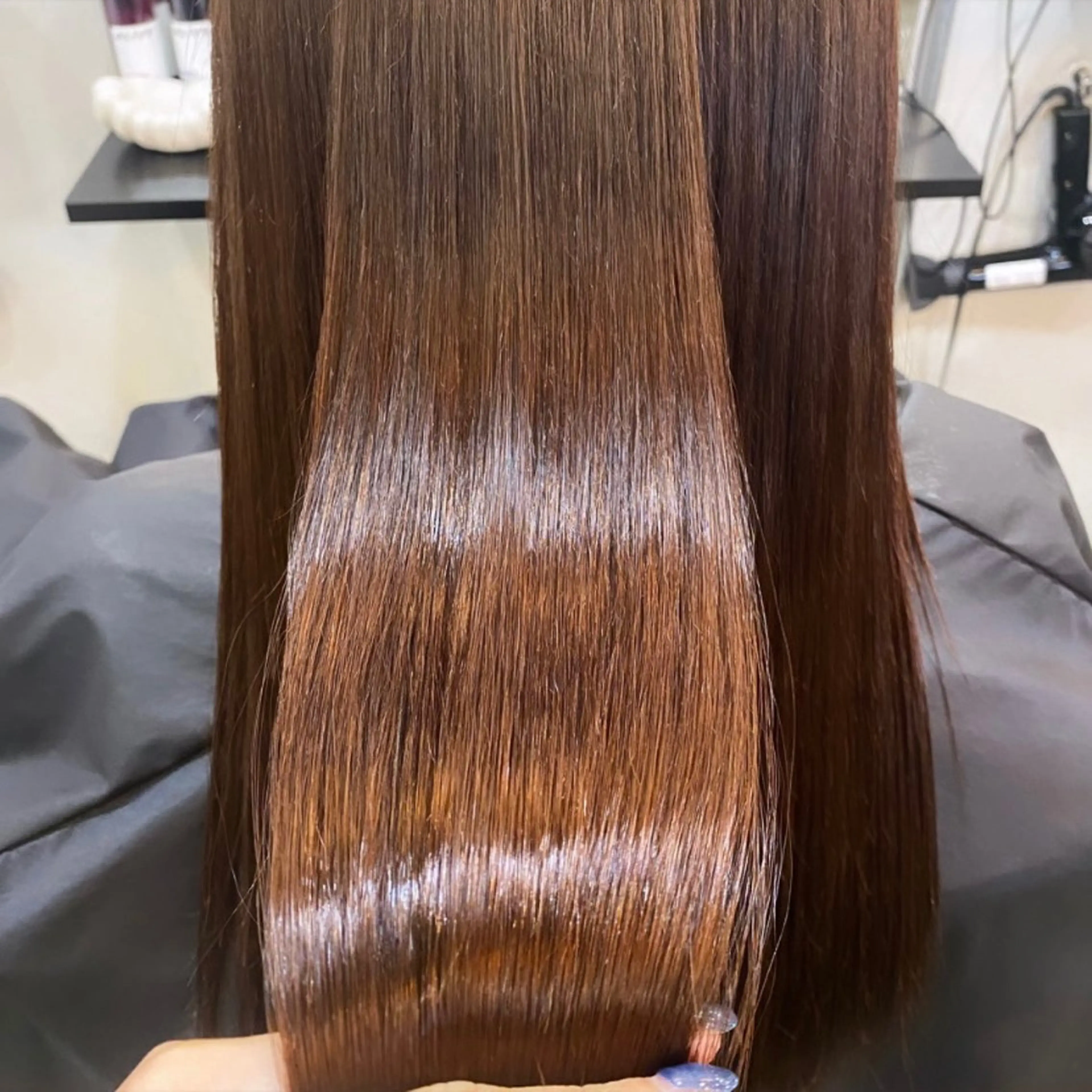 セミロング パーマ アッシュ ヨシンモリ 韓国風ヘア レイヤーカット 縮毛矯正 透明感/韓国風 🤍moeka🤍のヘアスタイル