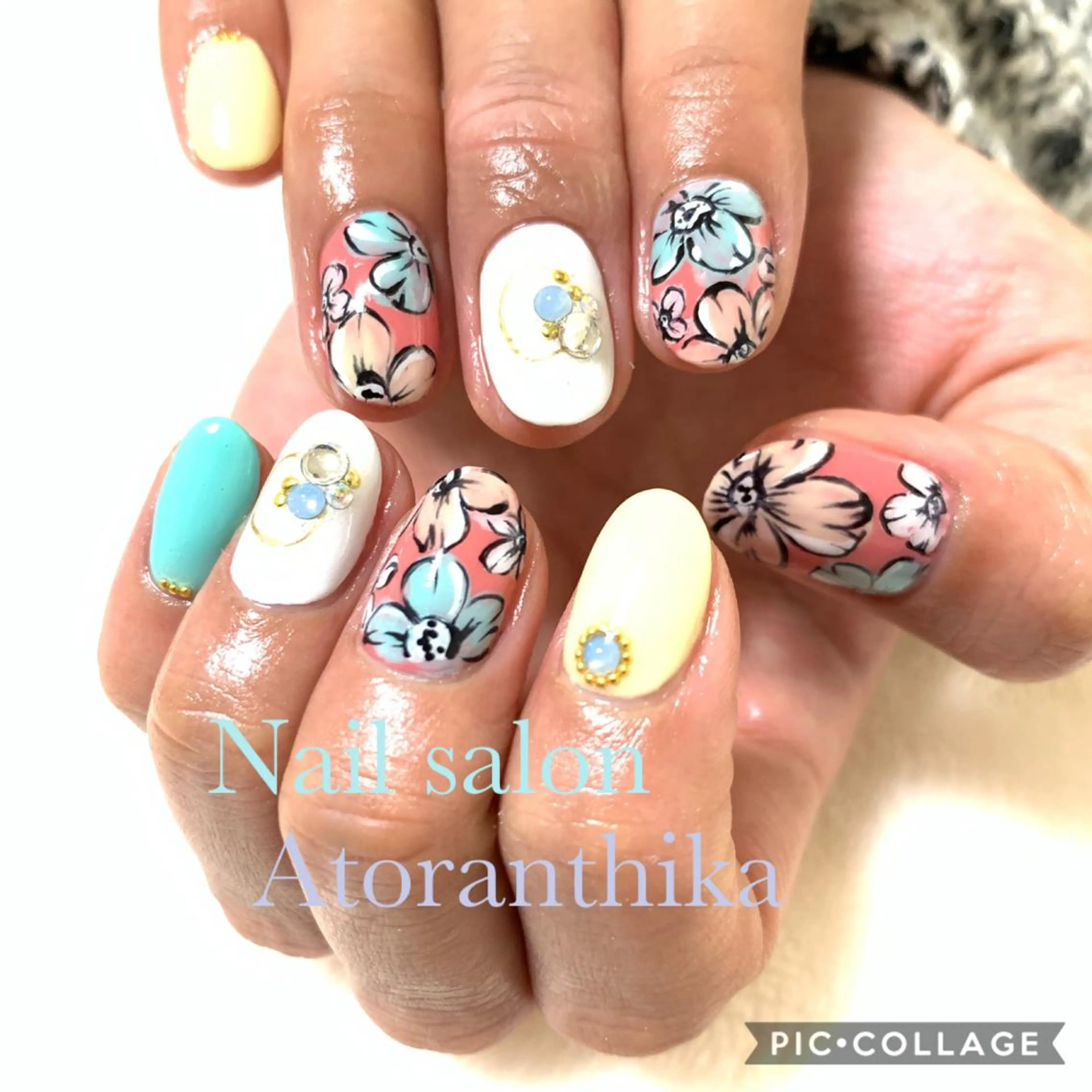ネイル フラワーネイル ハンドネイル Nail salon Atlantica所属・Nail salon ✩ ｱﾄﾗﾝﾃｨｶのネイルデザイン