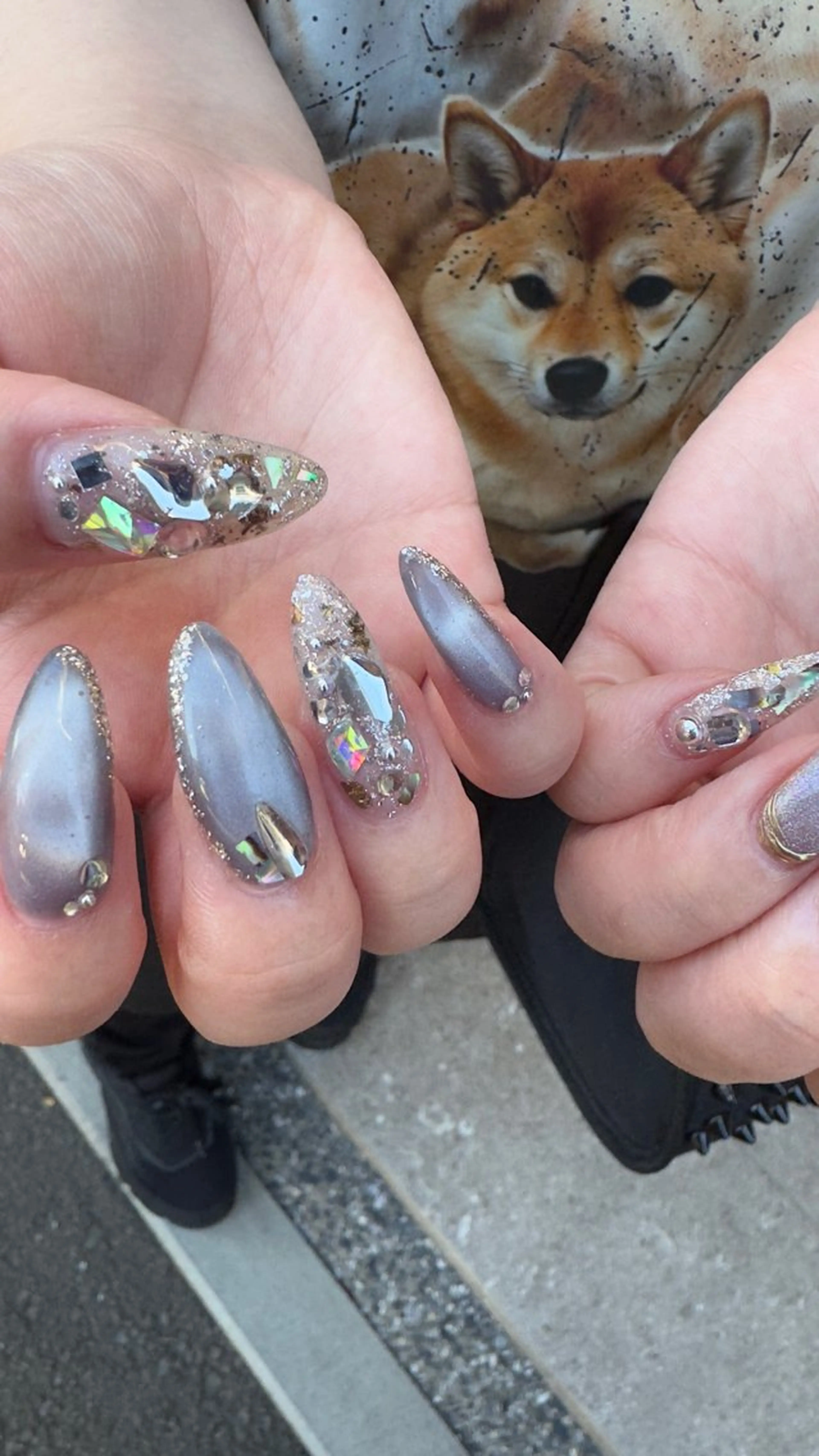 ネイル フラッシュネイル 韓国ネイル ラメ(グリッター) ラメグラデーション マグネットネイル ハンドネイル MH_ Nailのネイルデザイン