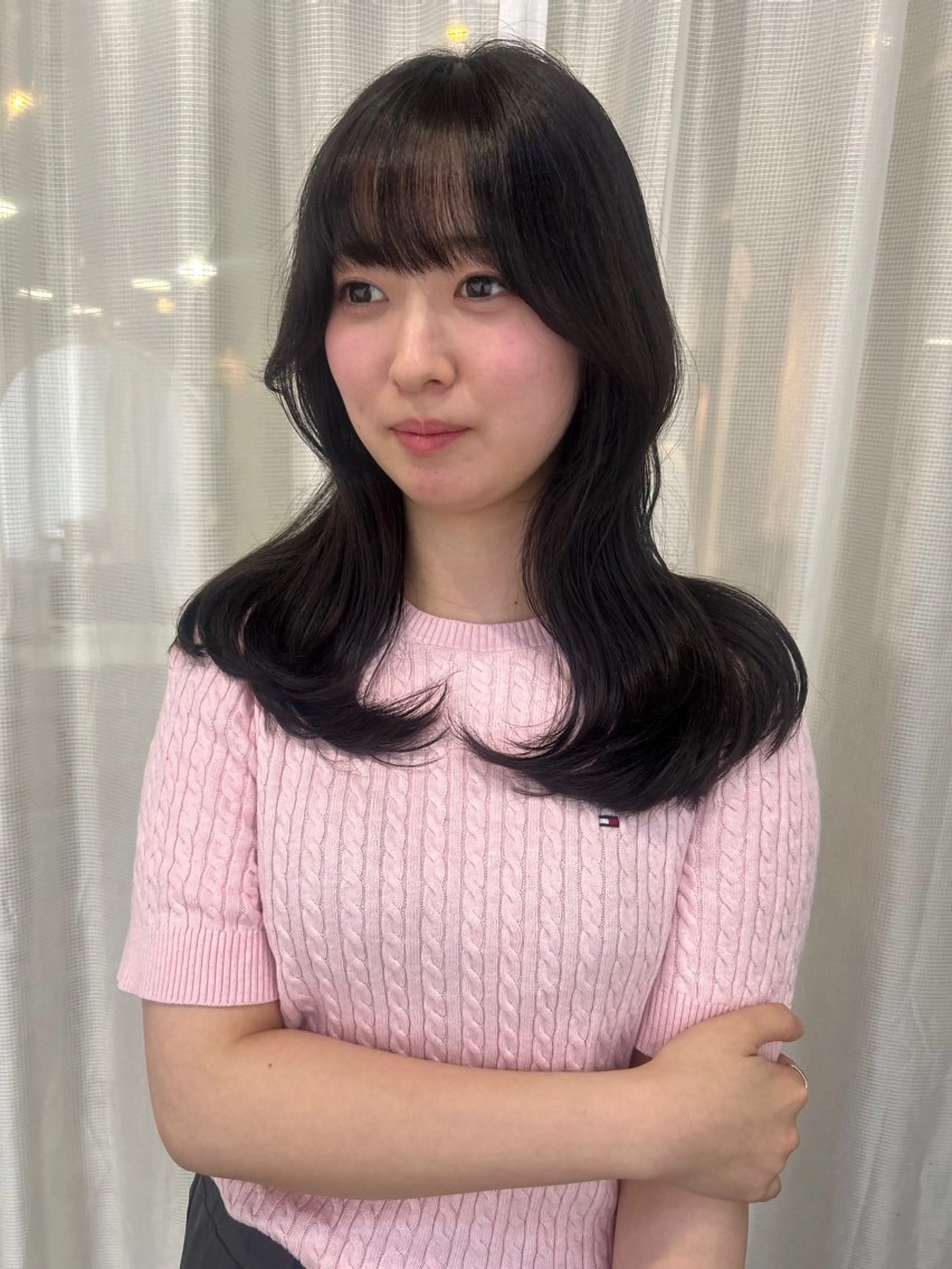 セミロング カラー 黒髪 ダブルカラー ヘアカラー 【 pia 】 とものヘアスタイル