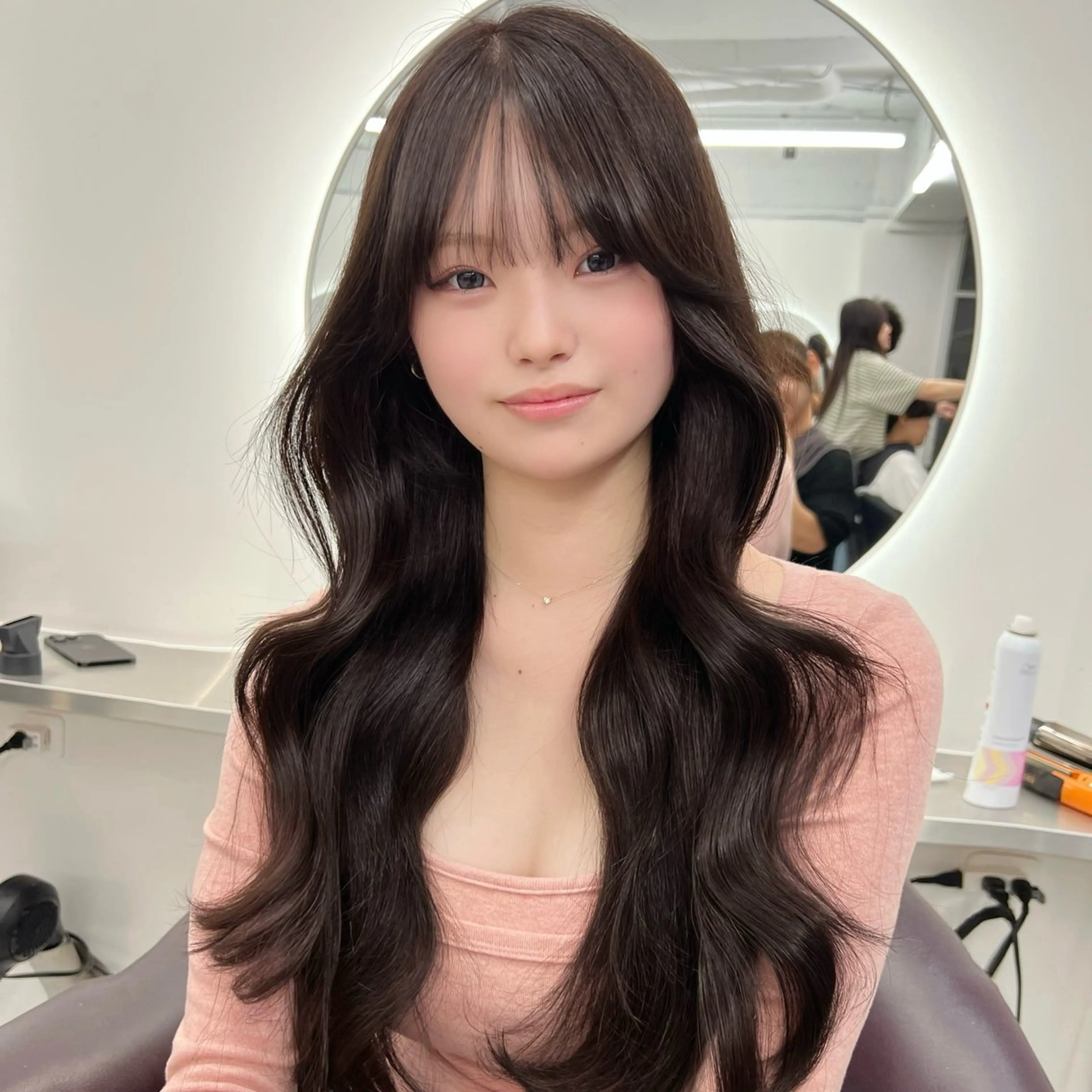 ロング カラー ブラウンカラー ダークブラウン カット ヘアカラー トリートメント ヘアセット 韓国ヘア/ベージュ カラー🤍yukaのヘアスタイル