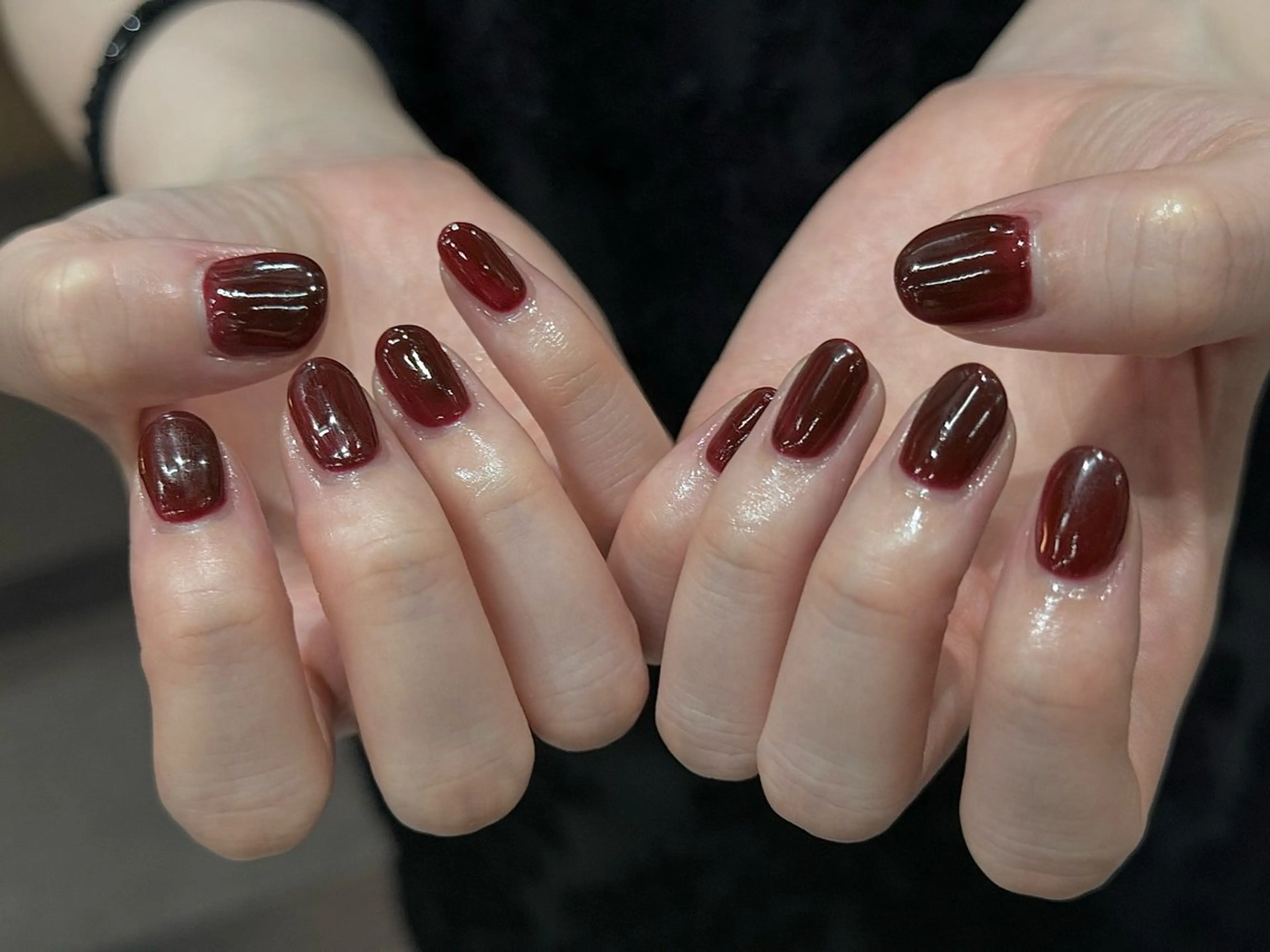 ネイル ボルドー ワンカラーネイル ハンドネイル calla NAIL南森町店所属・calla/南森町/ パラジェルのネイルデザイン