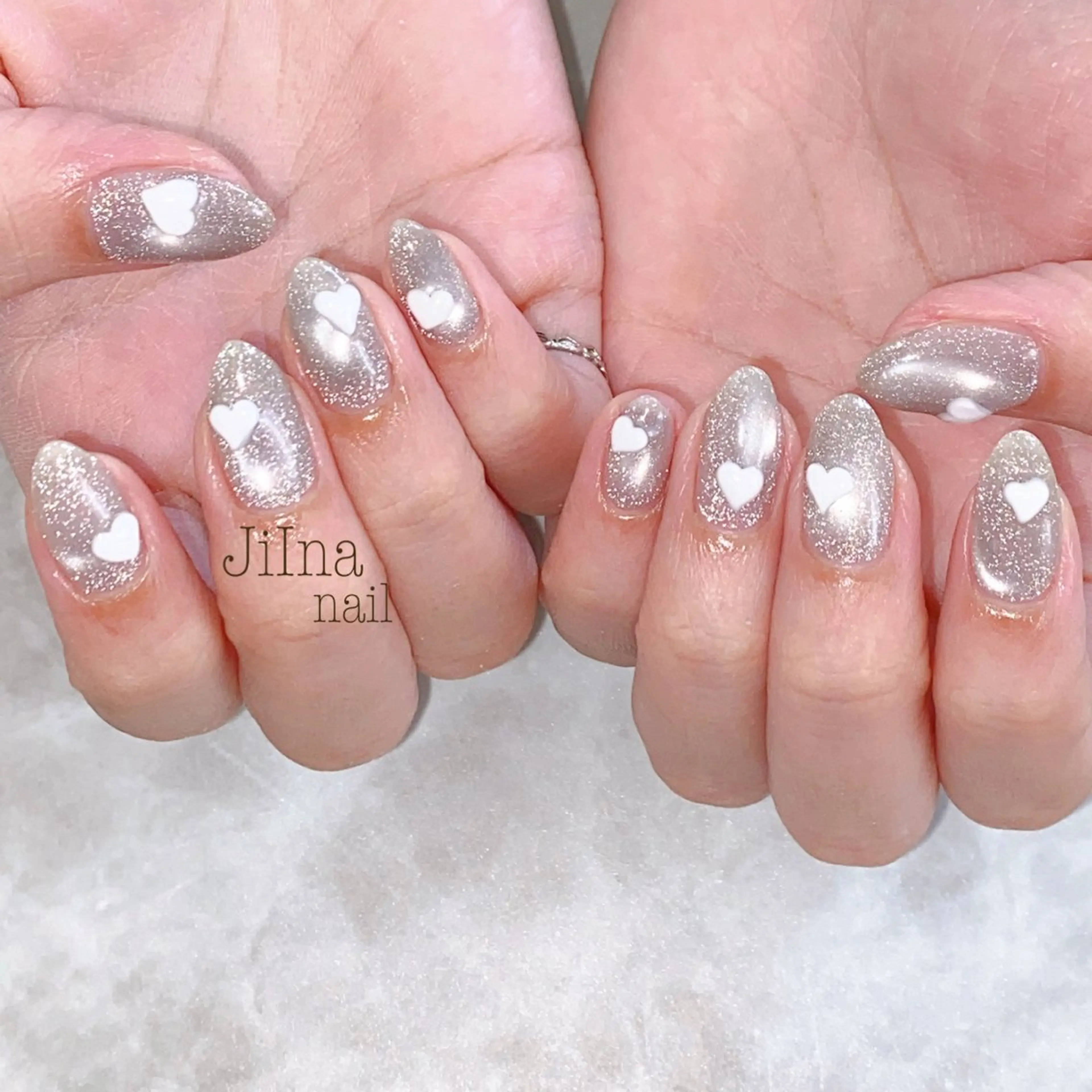 ネイル フラッシュネイル ハート マグネットネイル JiIna nailのネイルデザイン