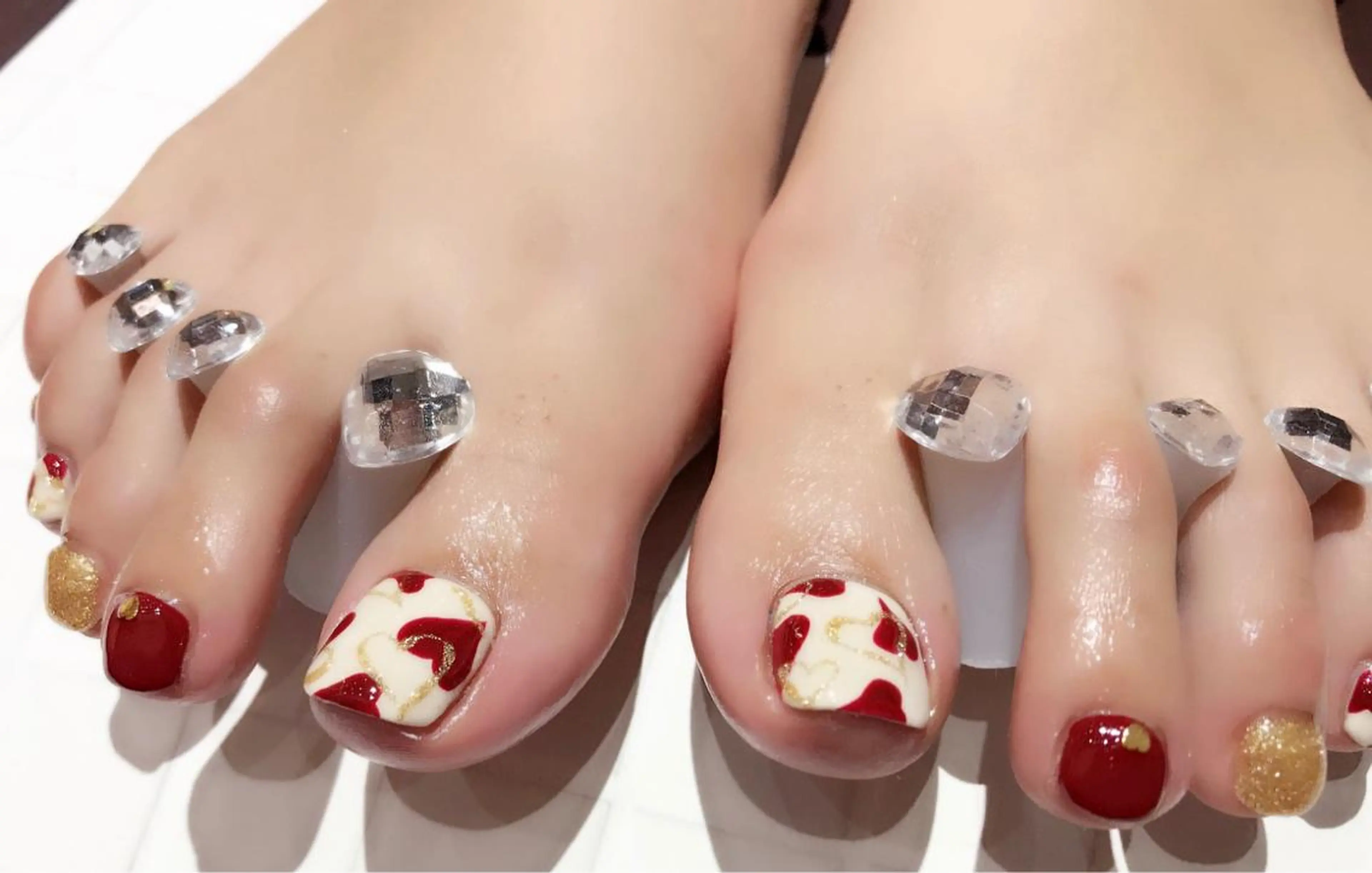 ネイル フットネイル ハート 持ち込み Lino+ ネイル&よもぎ蒸しのネイルデザイン