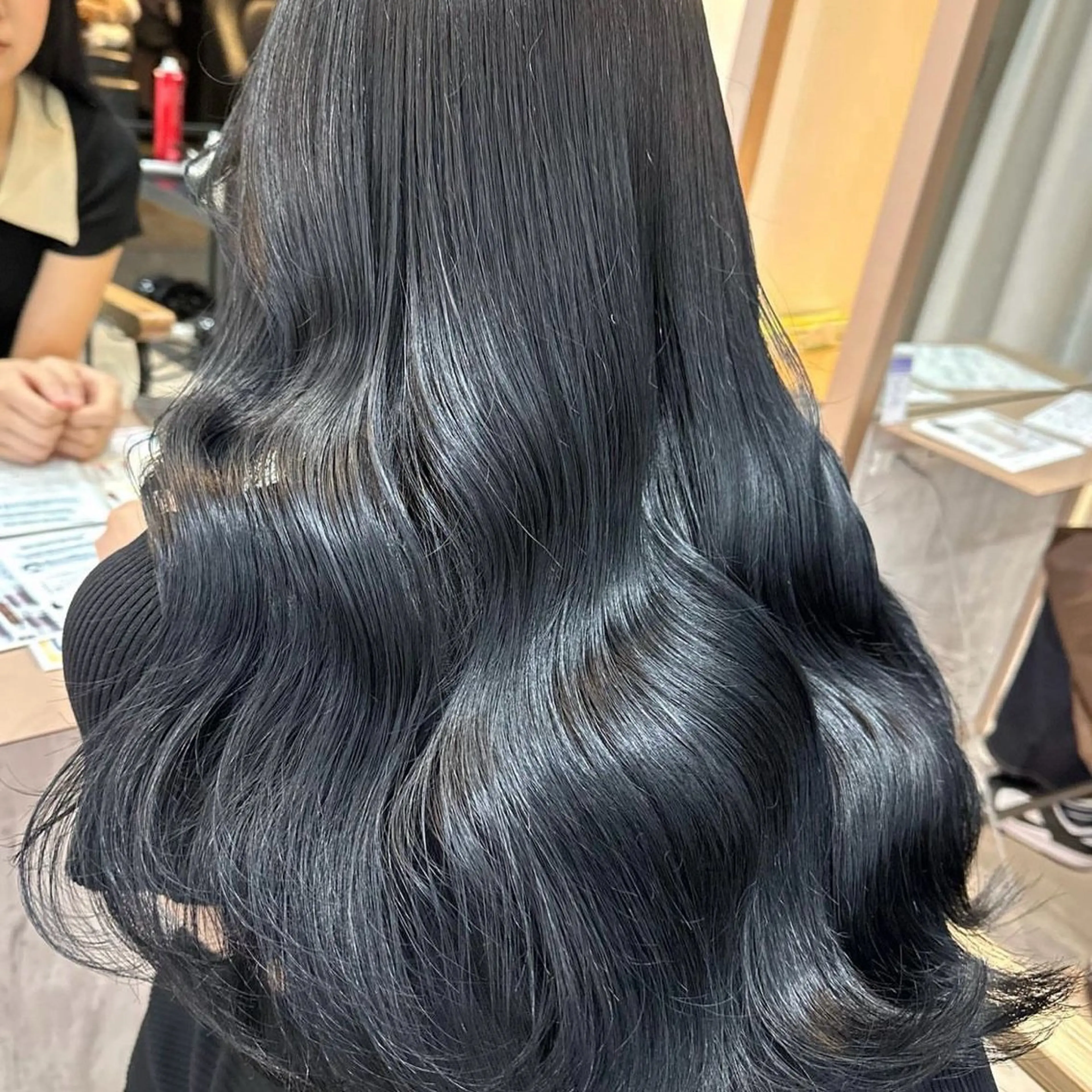 ロング カラー 黒髪 ブルーカラー ブルーブラック 💘Kurea💘 艶髪/韓国/暗髪のヘアスタイル