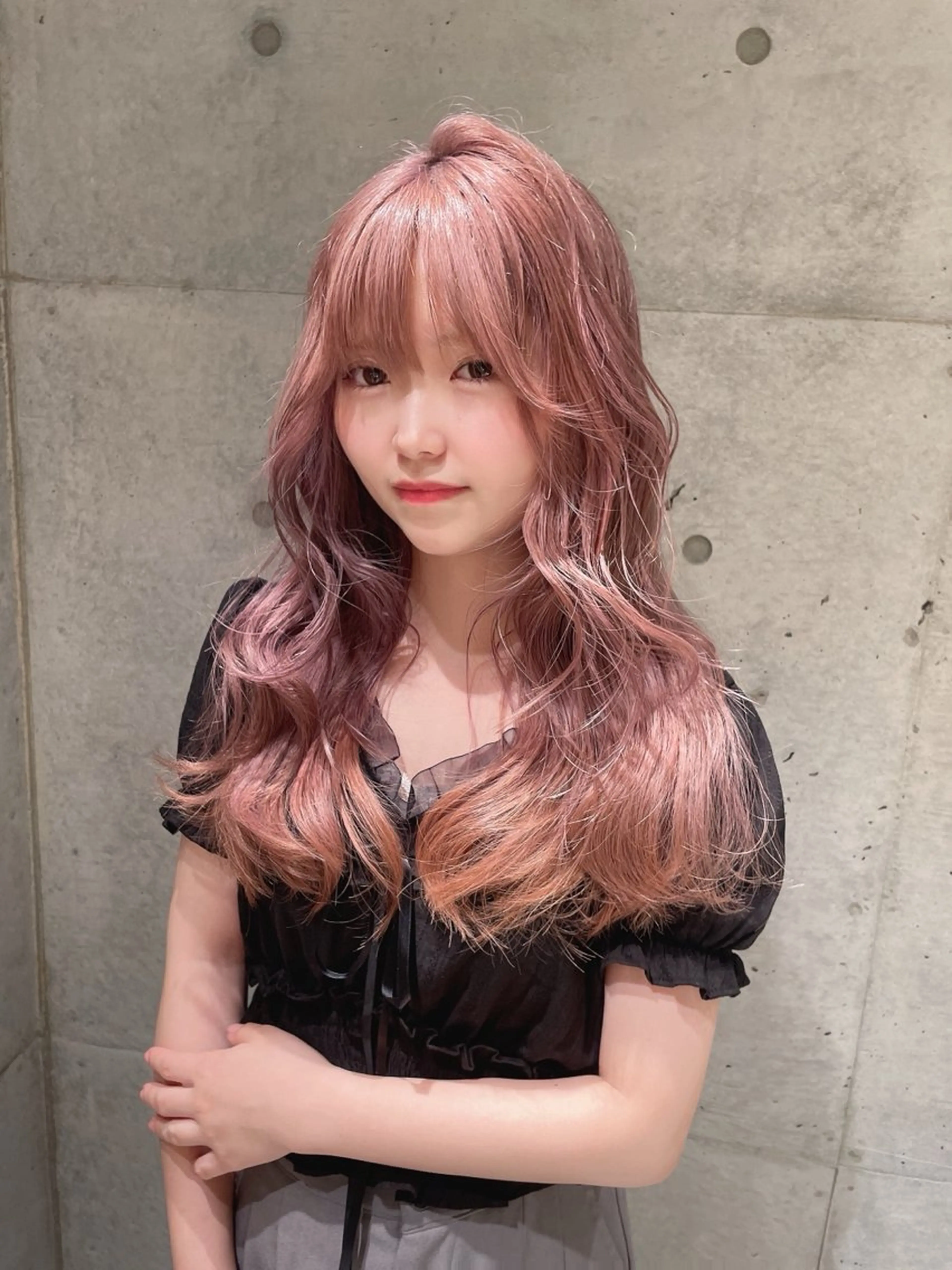 ミディアム カラー ブリーチ ボブ 韓国風ヘア レイヤーカット トリートメント ヘアカラー rina／ベージュ ワンホン/韓国ヘアのヘアスタイル