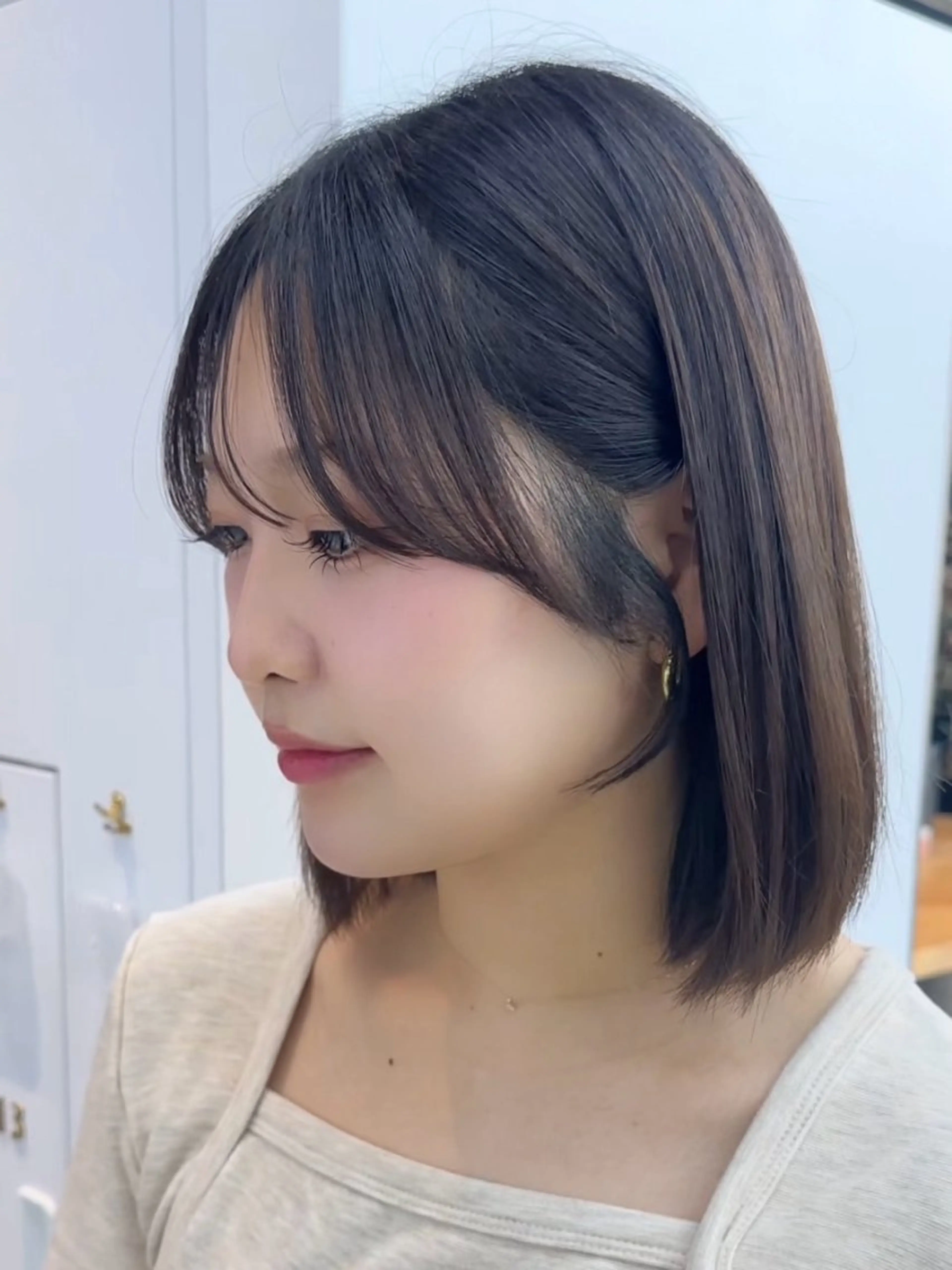 ミディアム ボブ レイヤー/顔まわり /亀戸錦糸町/なつきのヘアスタイル