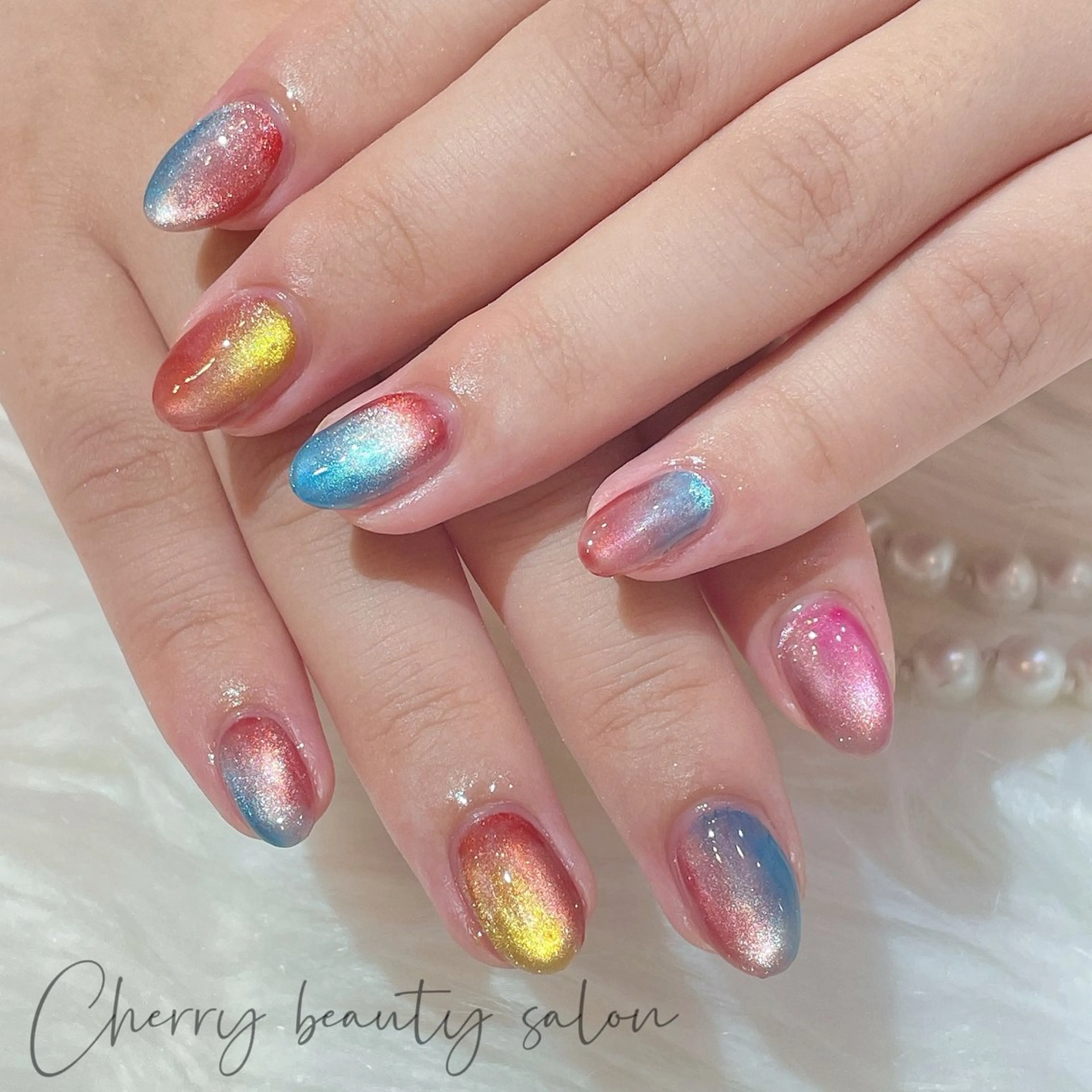 ネイル アートネイル フットネイル ジェルネイル キラキラネイル 韓国ネイル SAKURA 🍒のネイルデザイン