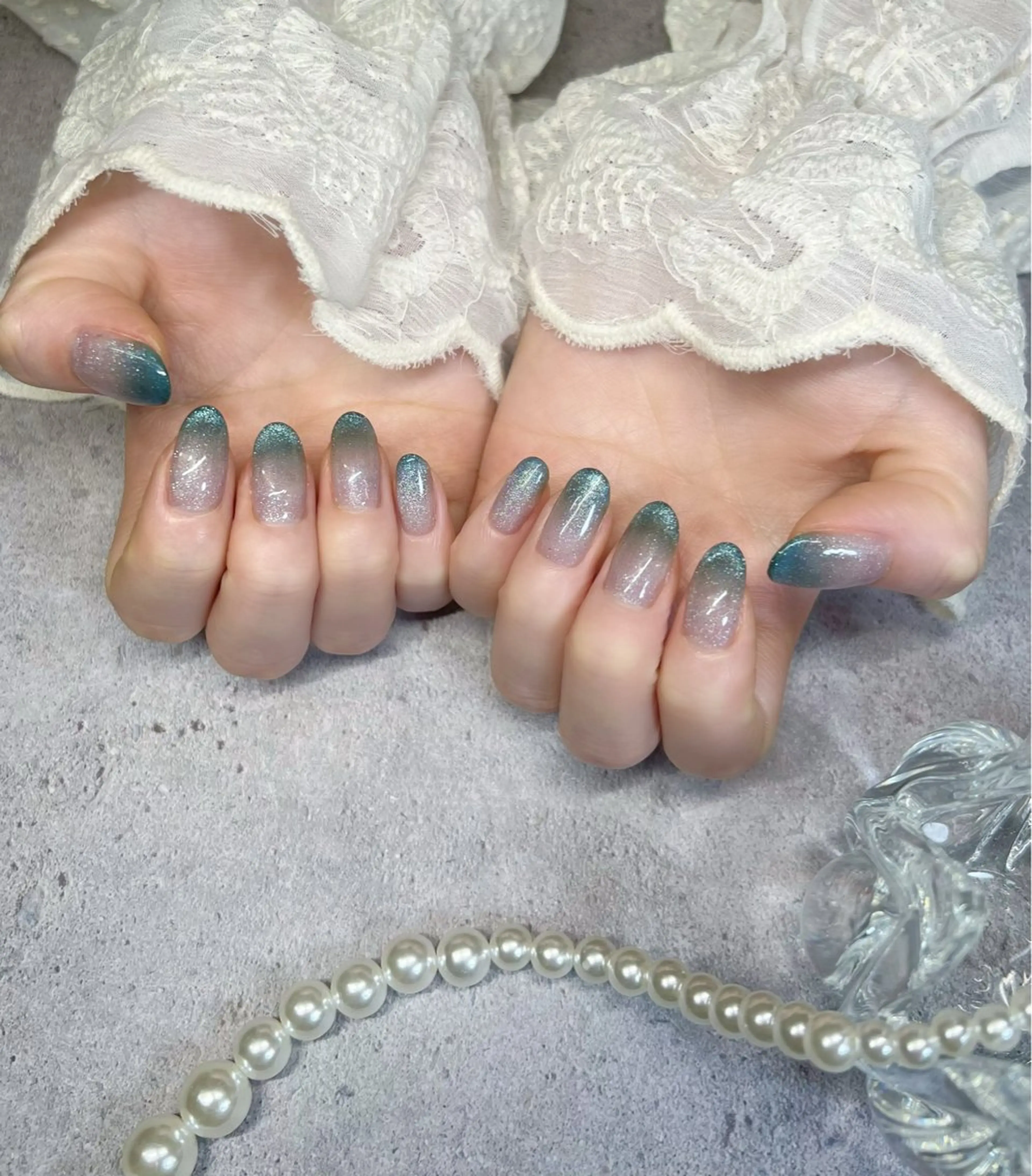 ネイル グラデーション グリーン マグネットネイル ハンドネイル NAIL Leone(レオーネ)所属・🫧NAIL Leone🫧のネイルデザイン