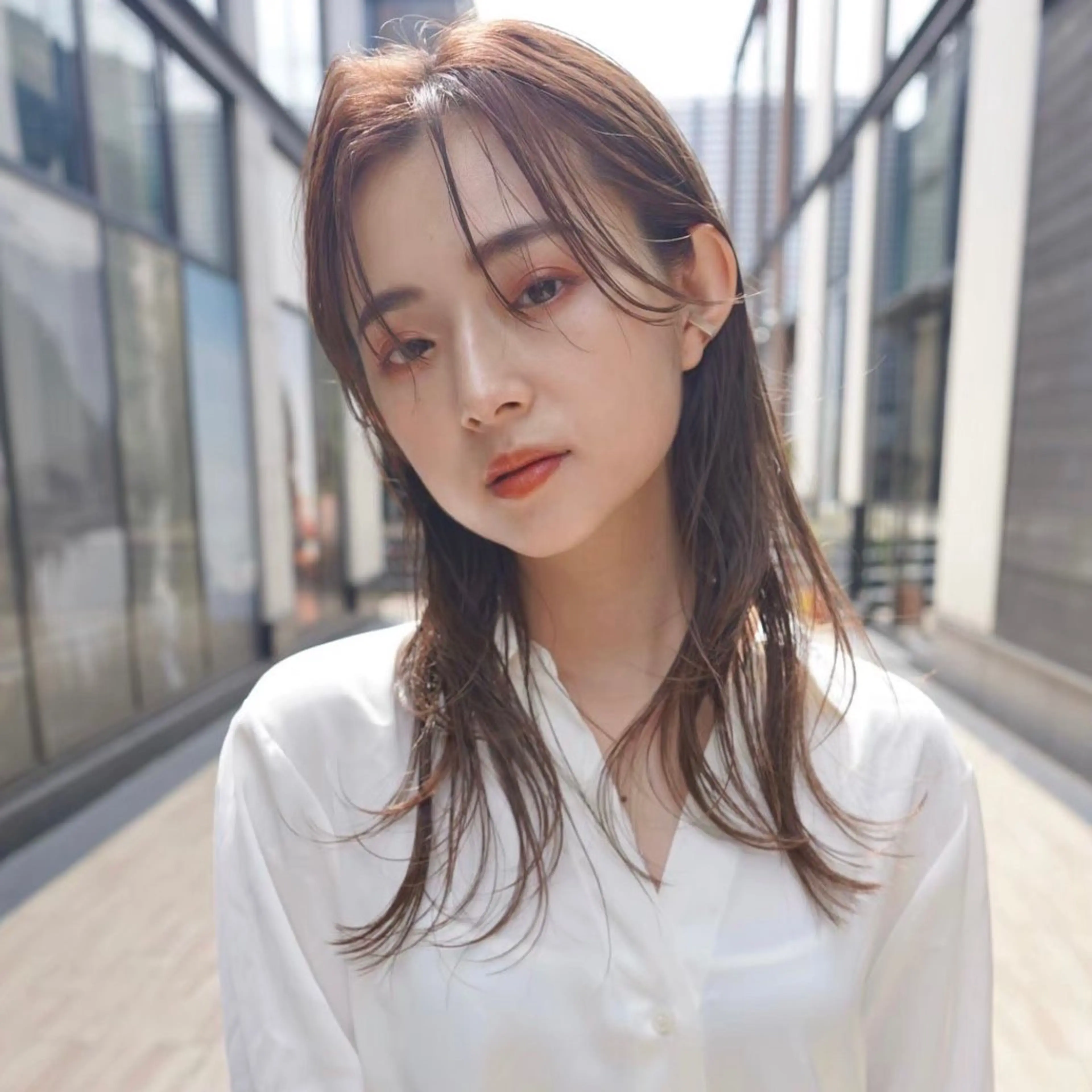 ロング カラー カット センターパート/ 暖色カラーayuのヘアスタイル